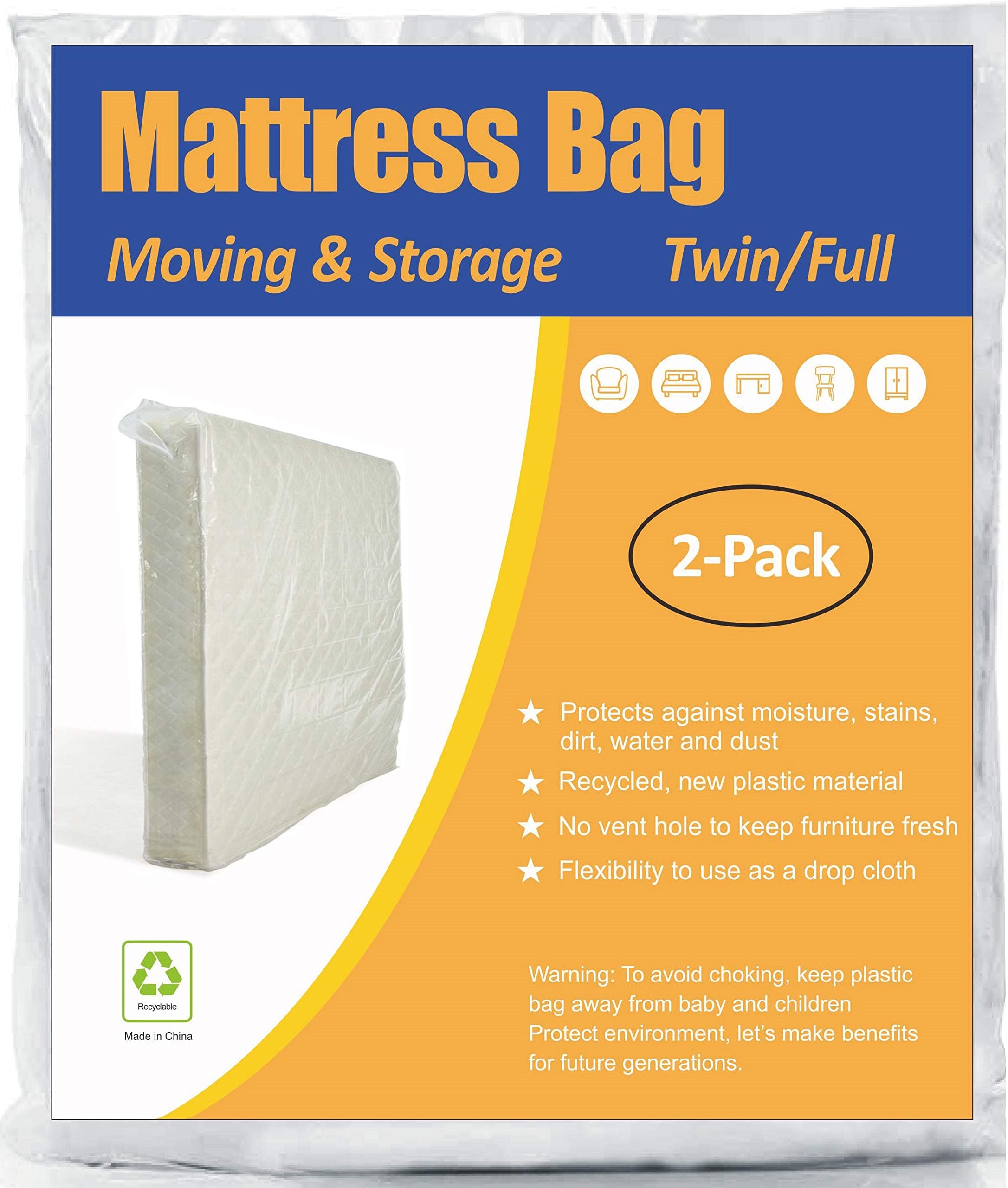 ComfortHomeMattress Bag for Moving and Storage, Twin and Full Size, 2 Pack