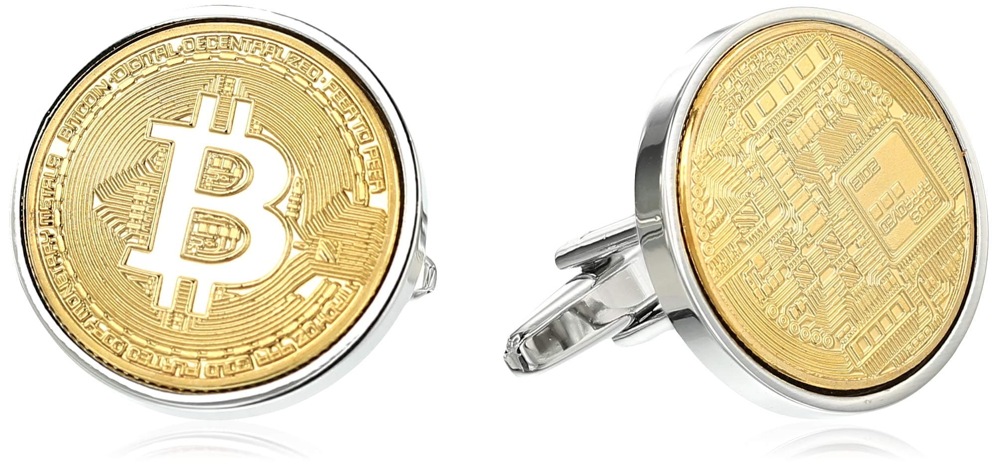 Gold Bitcoin Cufflinks - Presentation Box Included