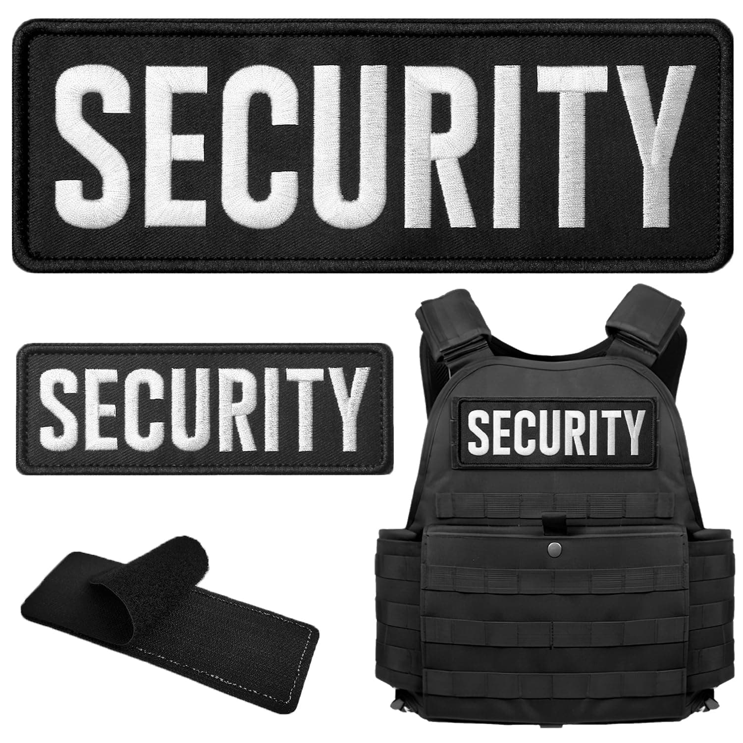 WILDREEDS 2 Pieces Hook and Loop Patches, Tactical Embroidery Patch for Photographer Vest, Tactical Vest, Security Black