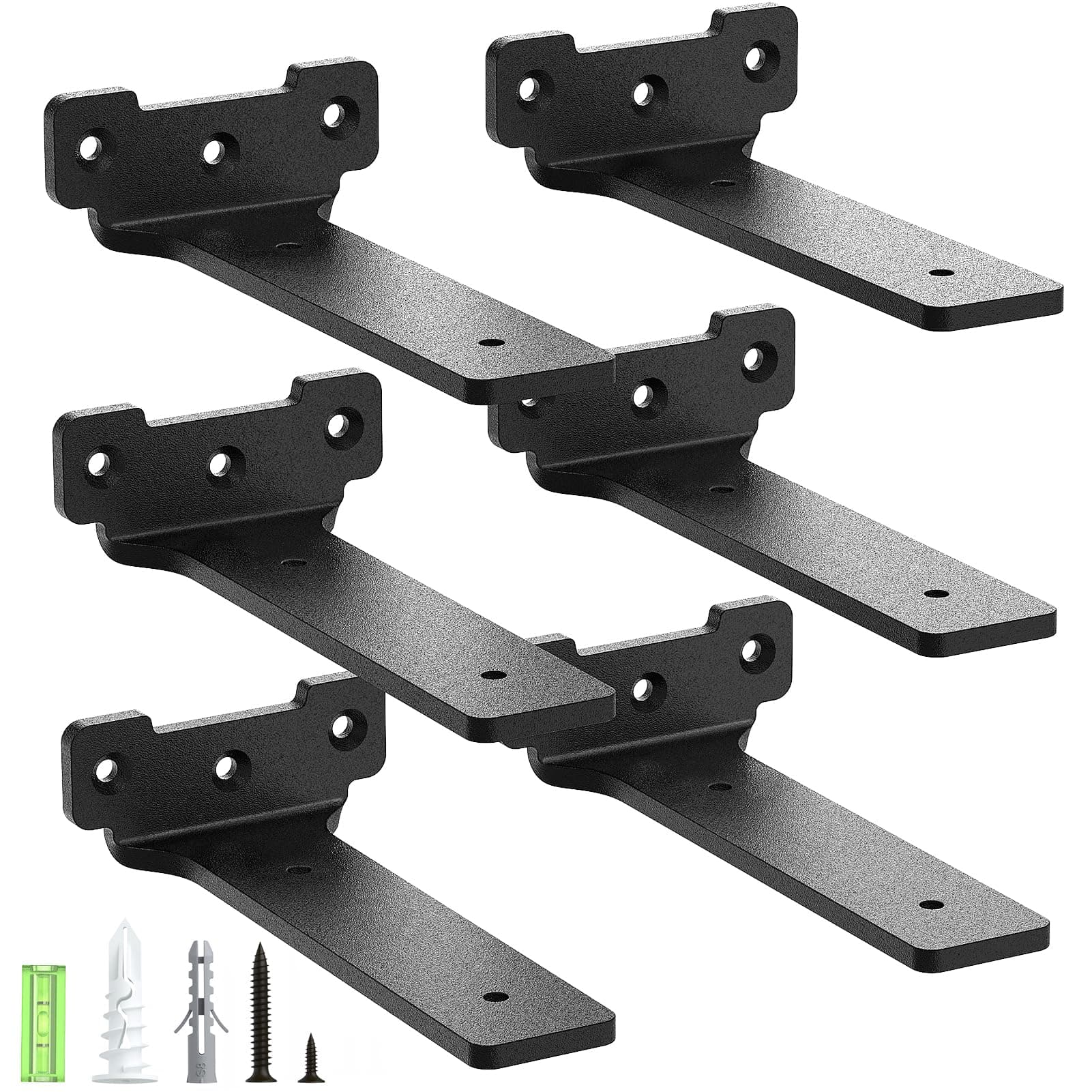 Yeabett Shelf Brackets, 6 Pack Right Angle Floating Shelf Brackets 15cm, 70kg Load Capacity, Black