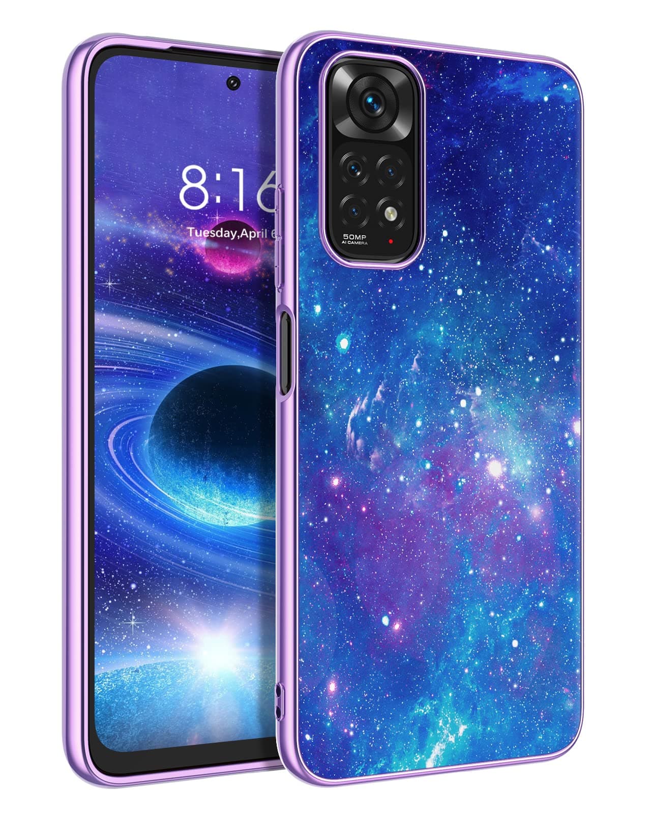 BENTOBEN Xiaomi Redmi Note 11/Note 11S Mobile Phone Case Glow in the Dark Slim Thin Fluorescence Nebula Pattern PC Shell TPU Bumper Scratch-Resistant Case for Xiaomi Redmi Note 11/Note 11S 4G - Blue