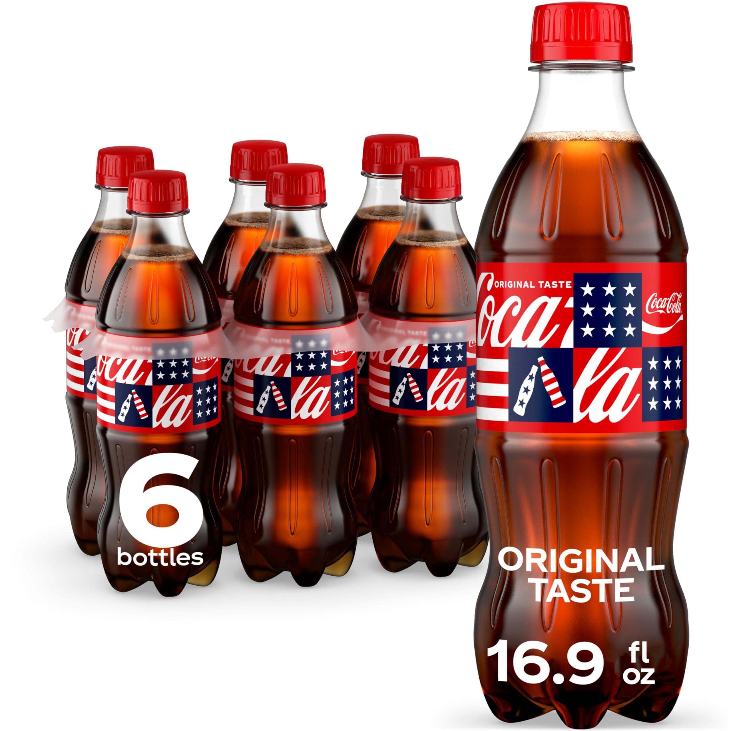Coca-Cola Soda Soft Drink Bottles, 16.9 fl oz, 6 Pack