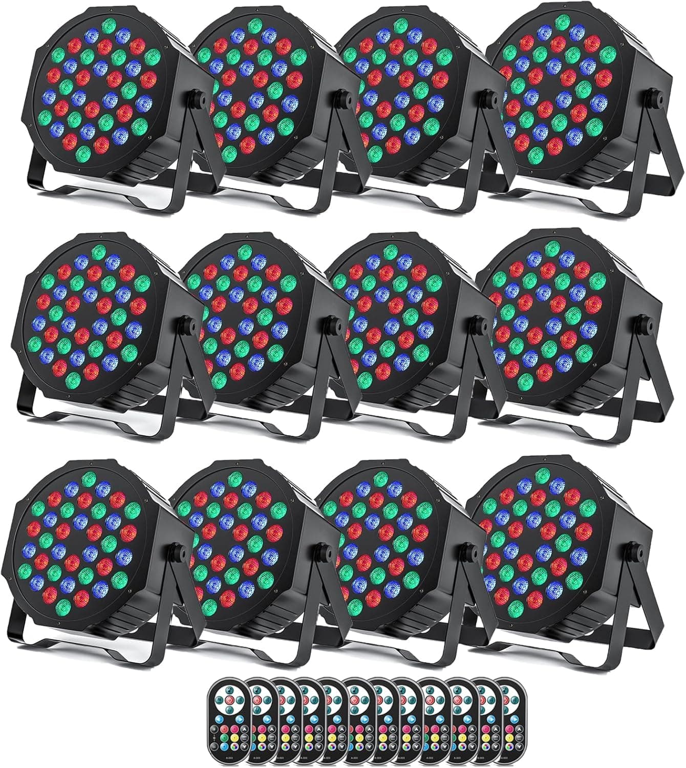 U`King 12 Pack RGB 36 LED Stage Lights with Remote Control, 72W LED Par Can Light Console 7CH Control, 7 Modes Disco Lights for Parties Wedding Club Party Concert Bars Show