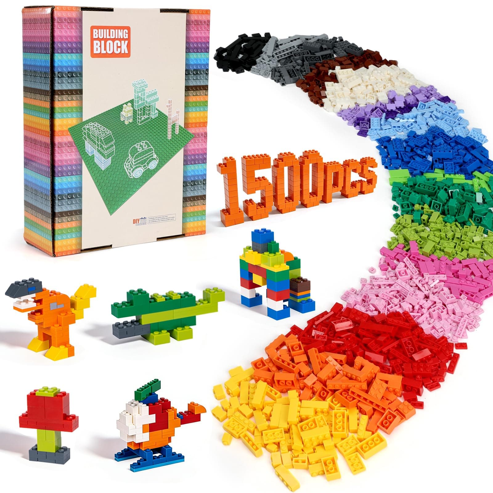 Classic 1500 Pieces Building Bricks Kit Basic Brick Set for Kids Creative Play, Compatible with All Major Brands, Educational Toy for Boys Girls 6 Years Old and Up