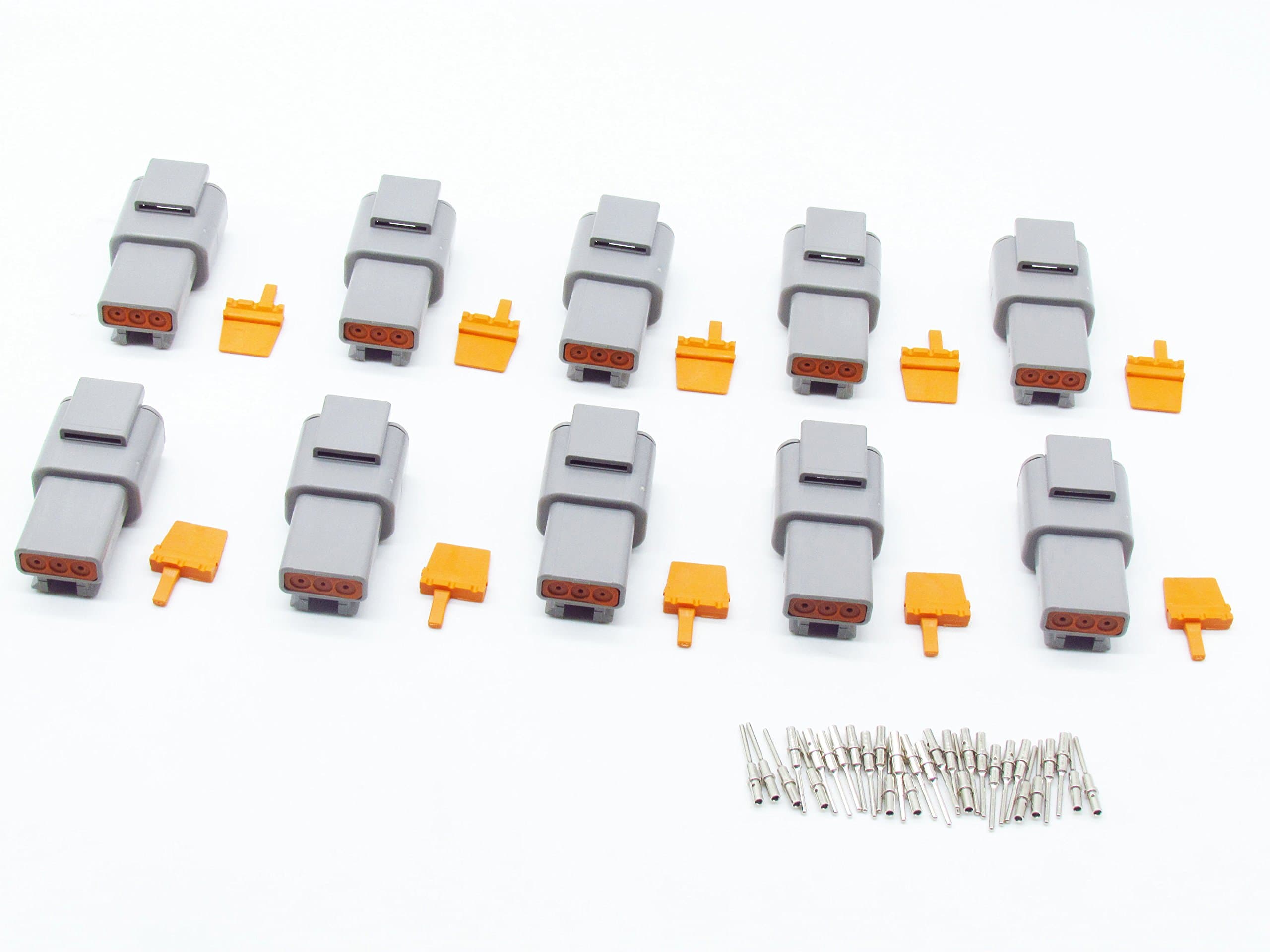 10 Sets DTM gray PLUG 3 position way male auto connector DTM04-3P ATM04-3P with terminals pins