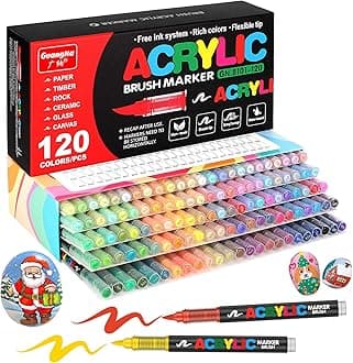 Amamao 120 Colors Acrylic Paint Markers, Soft Brush Tip Pens and Markers, Acrylic Paint Pens for Wood, Stone, Canvas, Glass, Fabric, Egg, Rock Painting and DIY Crafts Art Supplies