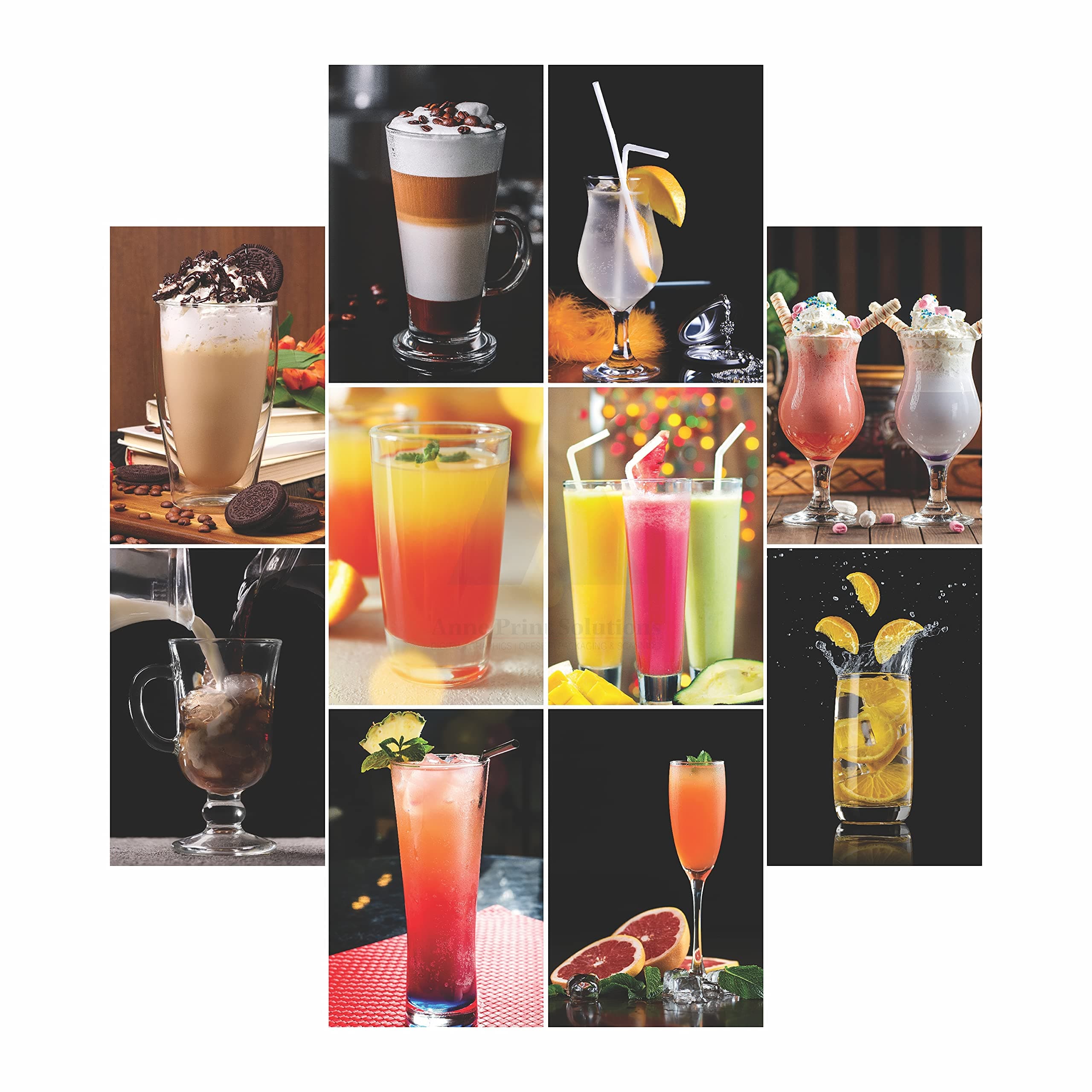 Anne Print Solutions Extra Large Fruit Juices Ice Cream Without Frame Wall Posters for Kitchen Restaurant and Home Decor (Multicolour, 1 Feet 25 mm* X 1.5 Feet 25 mm* ) - Set of 10
