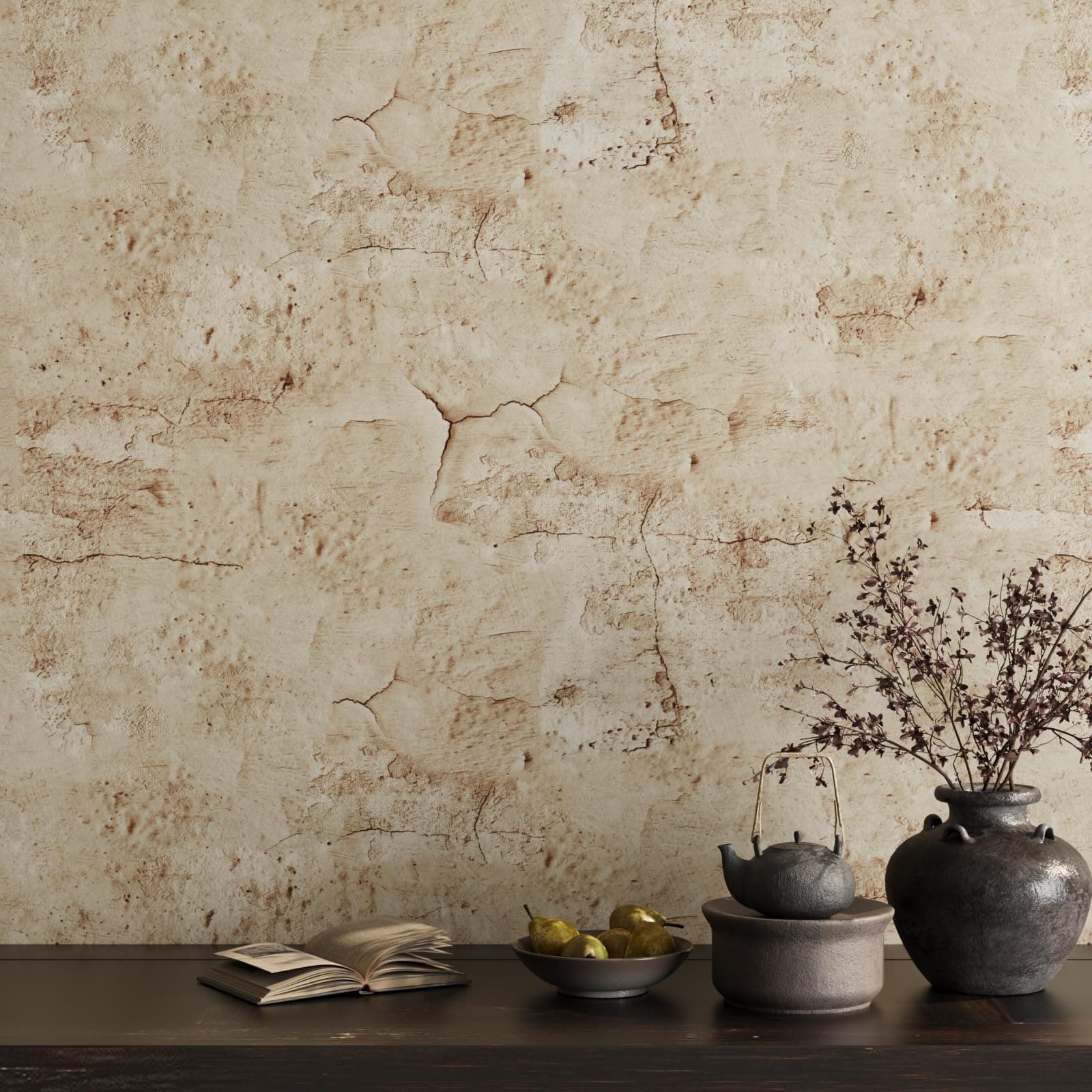 VaryPaper 15.7" x 78.7" Industrial Tan Concrete Peel and Stick Wallpaper Textured Concrete Contact Paper for Walls Countertops Removable Self Adhesive Cement Vinyl Wall Paper for Bedroom Living Room