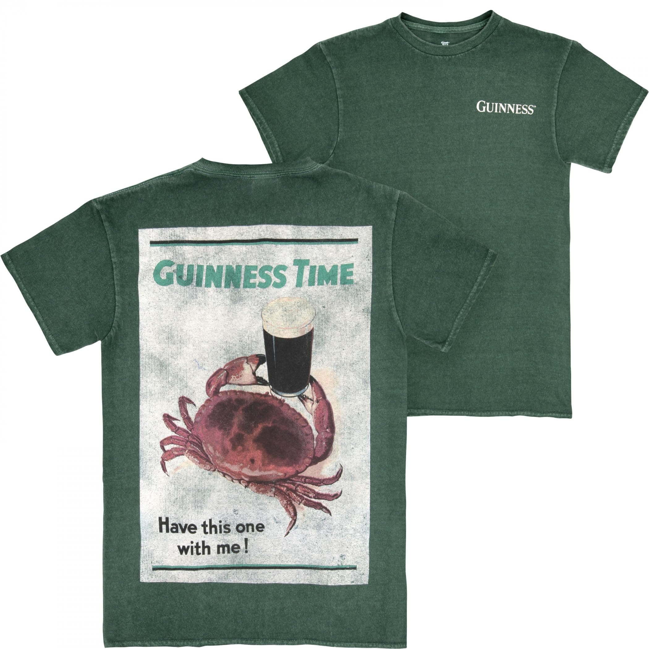 Guinness Time Have This One with Me Crab Front and Back Print T-Shirt