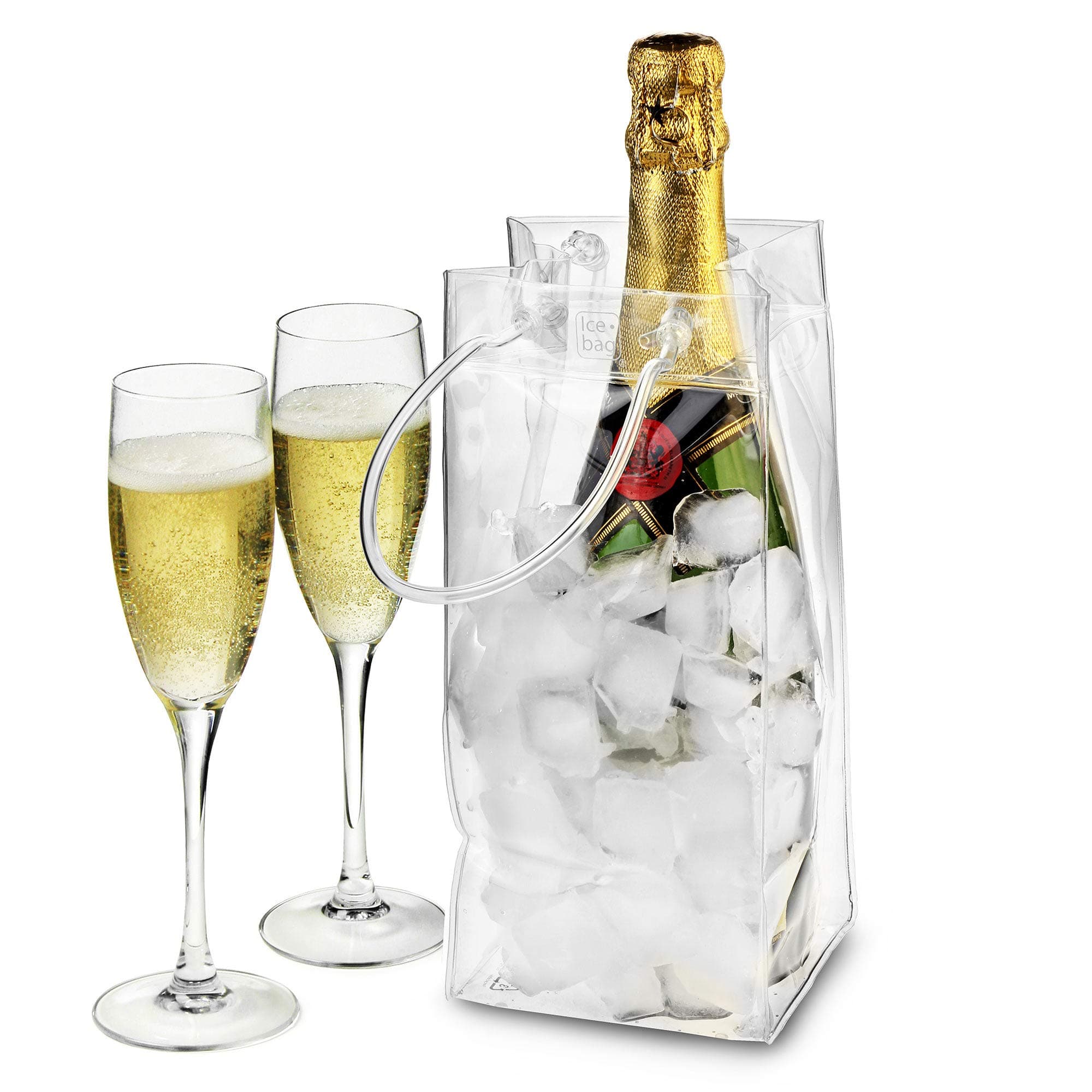Ice Bag Basic - Set of 6 - Ice Tote Portable Ice Bucket Wine and Champagne Bottle Chiller with Carry Handle