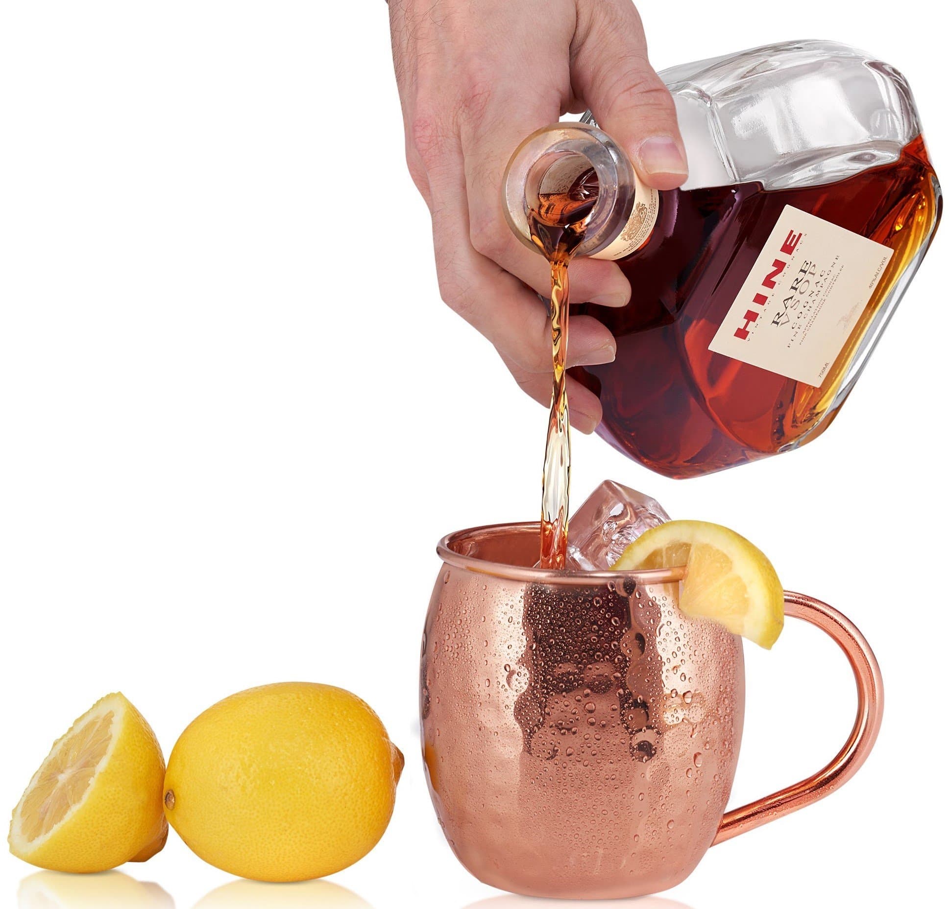 Moscow Mule Copper Mugs, Pure Hammered Solid Copper. Handcrafted 21 Gauge Copper Cup with No Inner Lining, Leak-Free, Keeps your Drinks & Cocktails Cold! 16 OZ