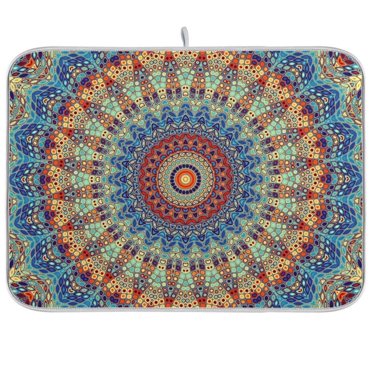 Bohemian Mandala Dish Drying Mat for Kitchen Counter Boho Ethnic Drying Mat 16 x 18 Inch with High Absorbent Reversible Microfiber Dish Drying Pad Dish Rack Pad Drainer Mat for Coffee Bar