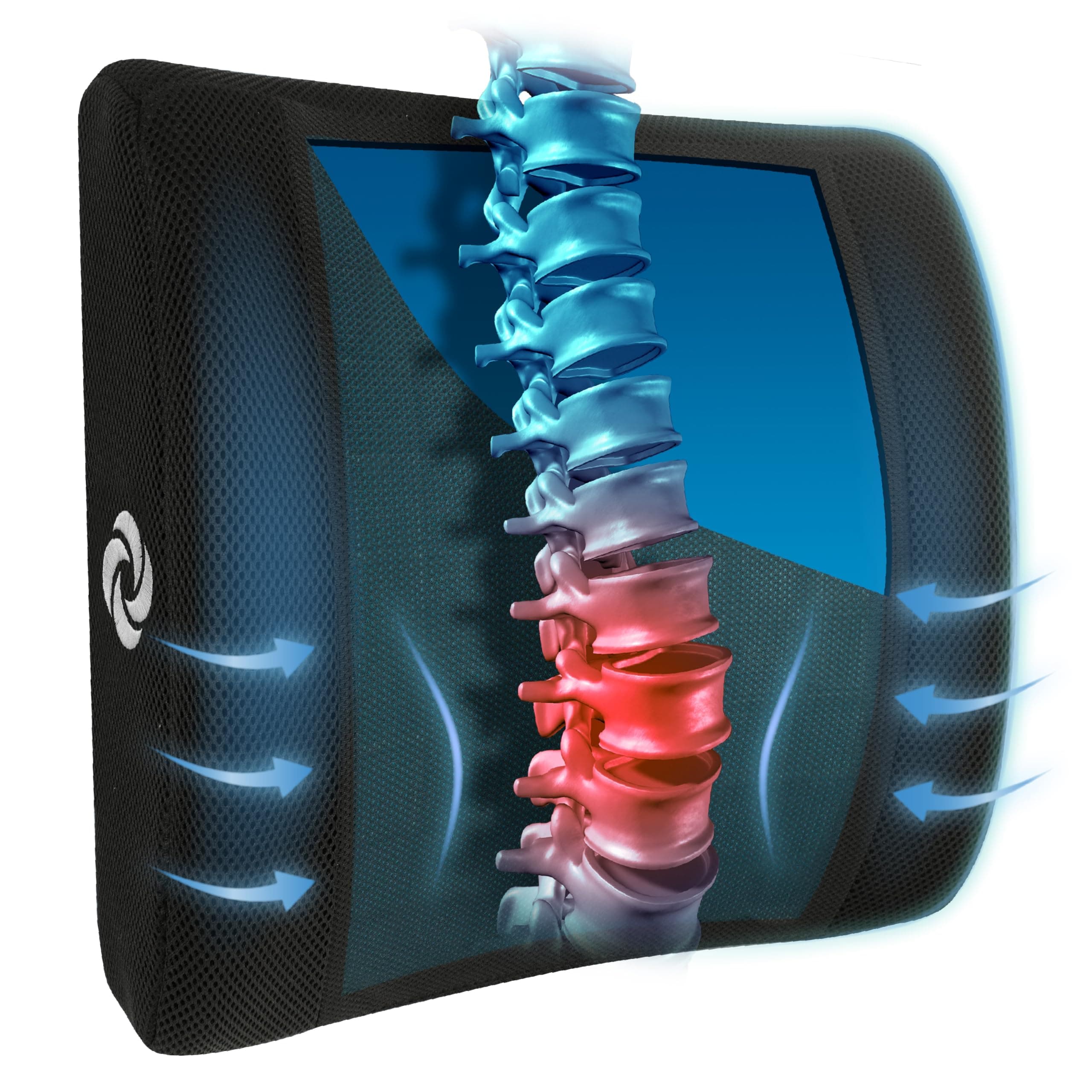 Samsonite Cooling Memory Foam Lumbar Support Pillow for Office Chair, Gaming Chair & Car Seat Automotive Ergonomic Back Cushion, Home Office Essentials, Sitting Comfort and Posture Relief Back Support