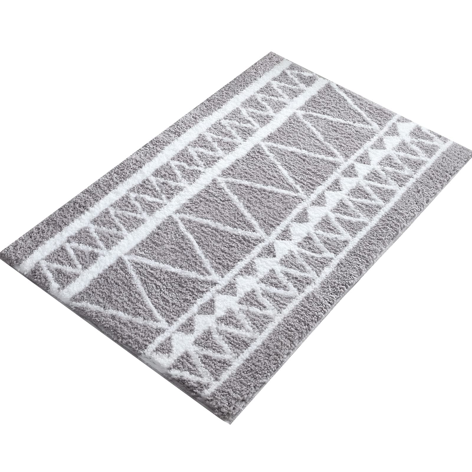 ZebraSmile Boho Bath Mat Rubber Back Non Slip Bath Rug Soft Plush Small Bath Mat Absorbent Bathroom Rugs Washable Microfiber Bathroom Floor Mats Shower Rug, Grey 20X32 in