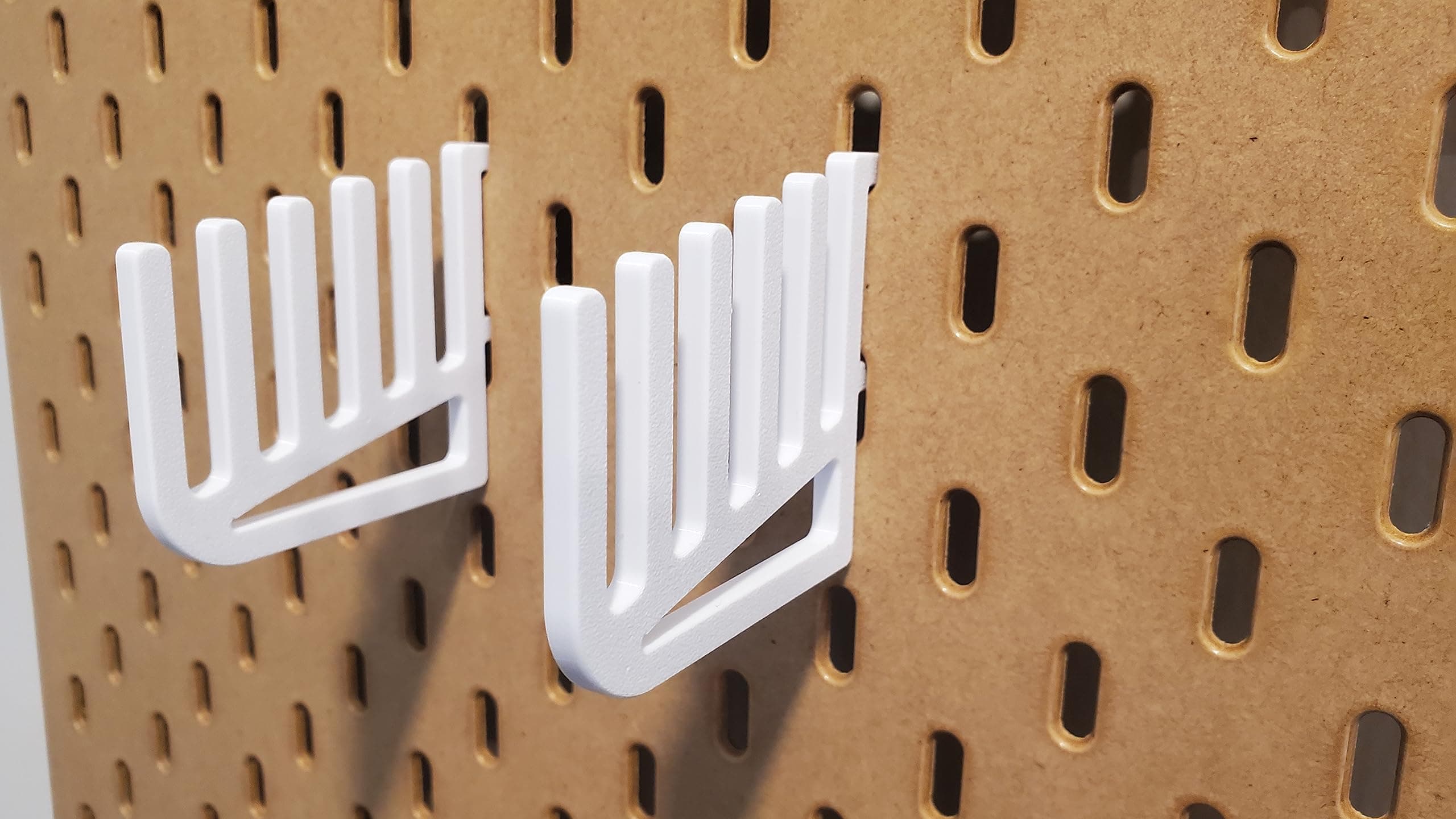 'Just Hanging' Ruler Storage, Compatible with IKEA SKADIS Pegboard, Ruler Display SKADIS Accessory … (Glossy White, 1x Vertical Set)