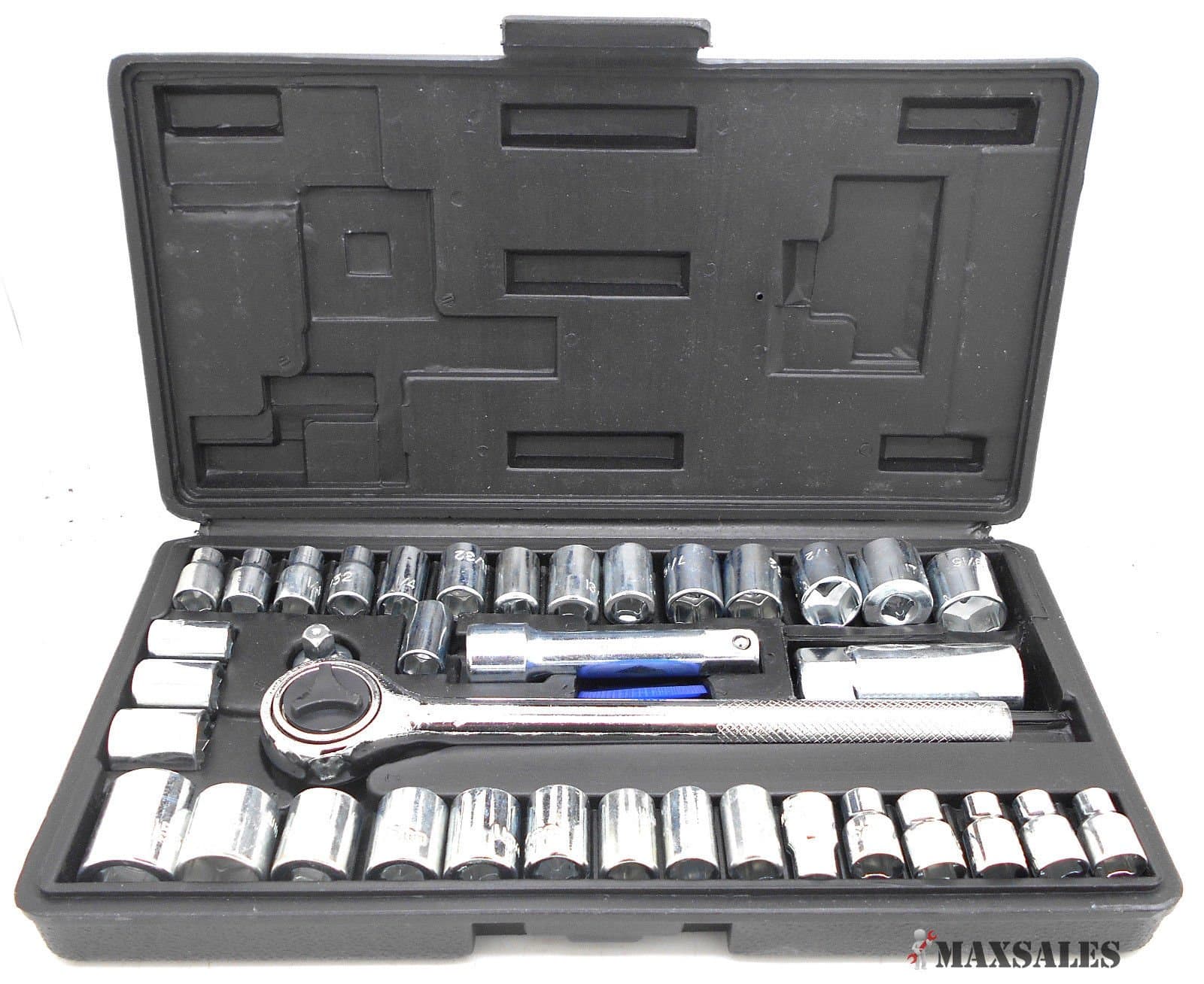 New-40Pc-SAE-METRIC-1-4-3-8-DR-Socket-Set-Ratchet-w-Case-Hand-Tools