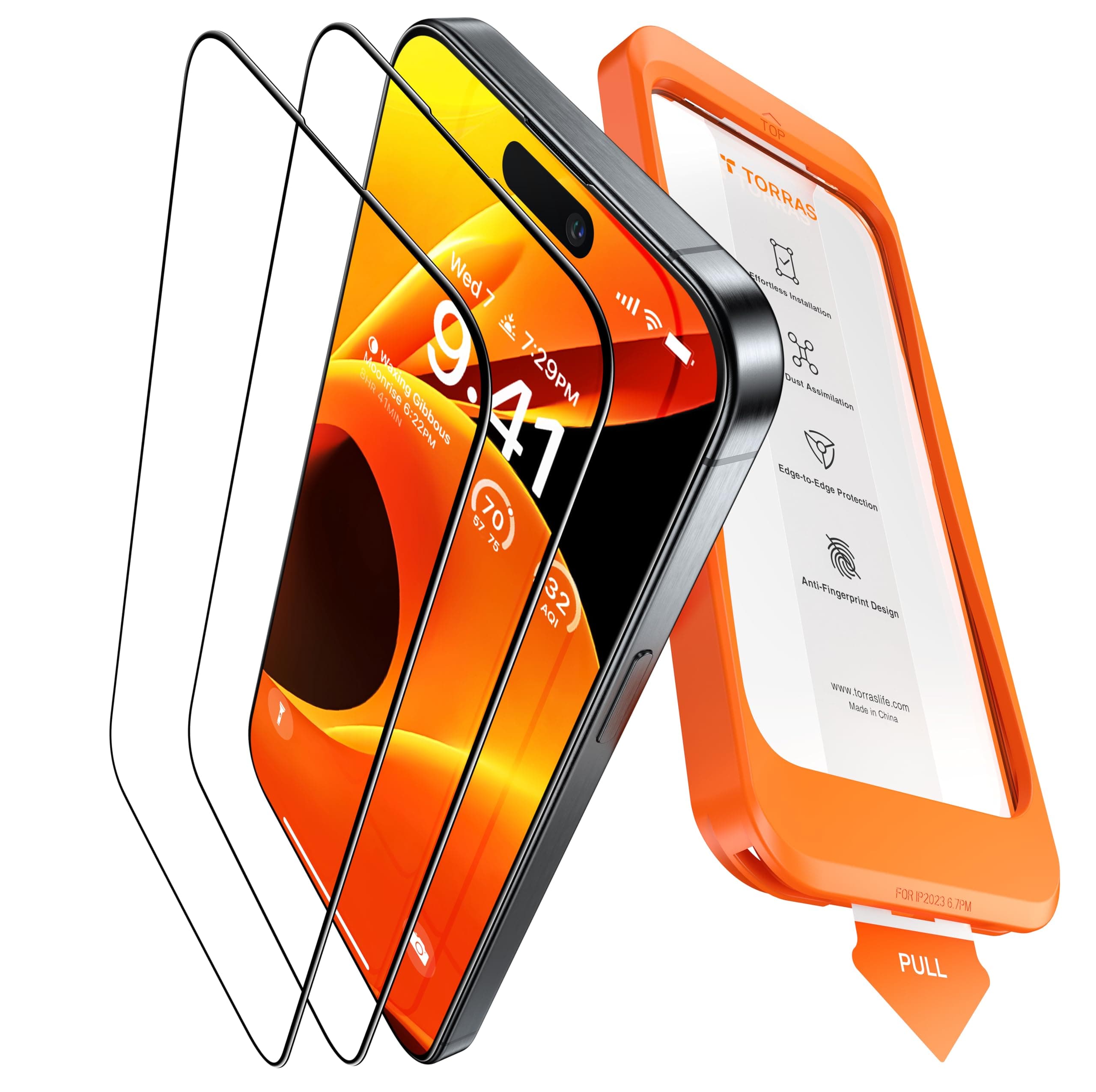 [Full Screen Tempered Glass for iPhone 15 Pro Max Screen Protector 12FT Military Shatterproof, 9H Anti-Scratch, No Bubbles No Dust, Durable Screen Protector for iPhone 15 Pro Max Glass 2 Pack