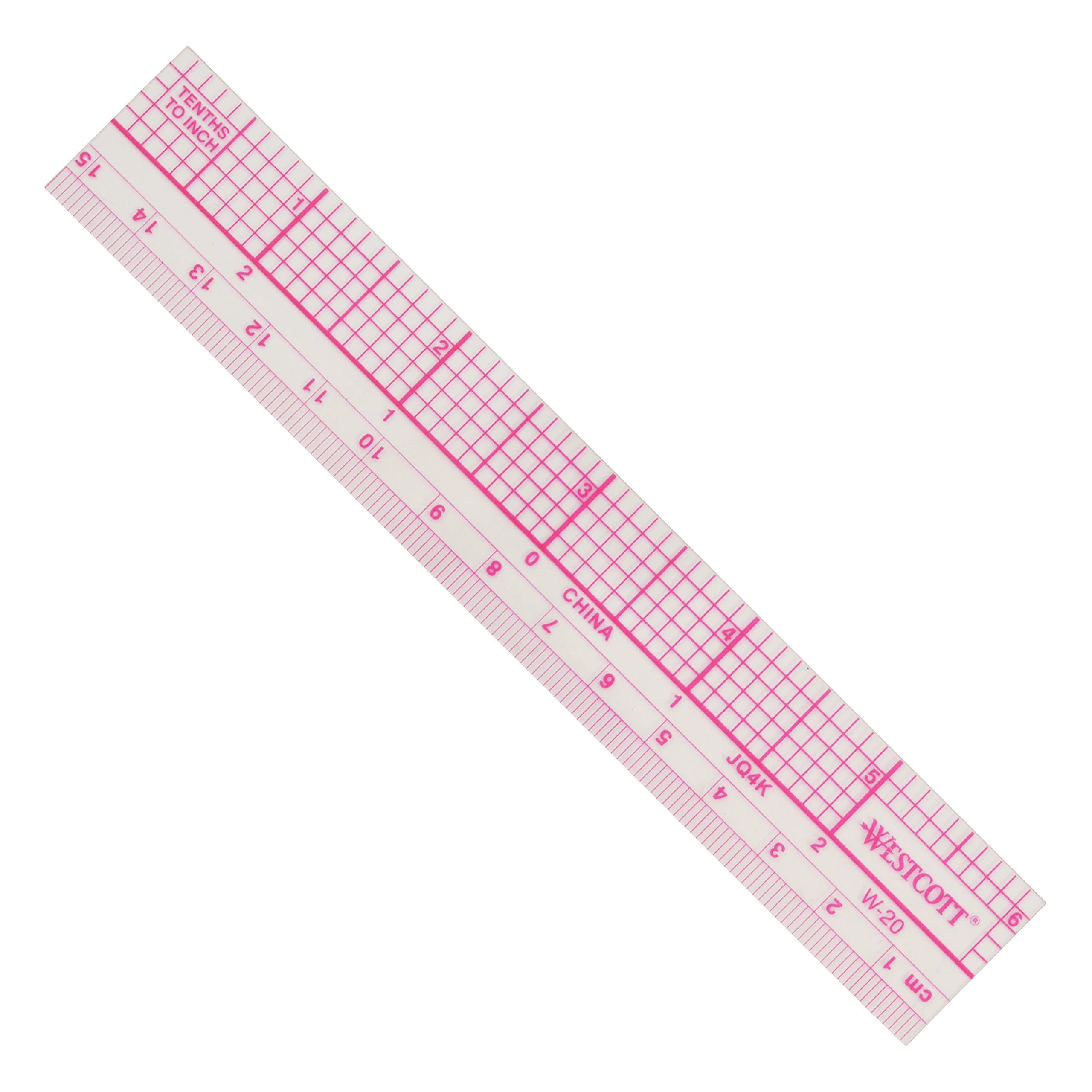 Westcott Transparent 10ths Graph Ruler, Dual Scales, Zero-Centering, Back-to-School, School Supplies, Classroom Supplies, 6-Inch