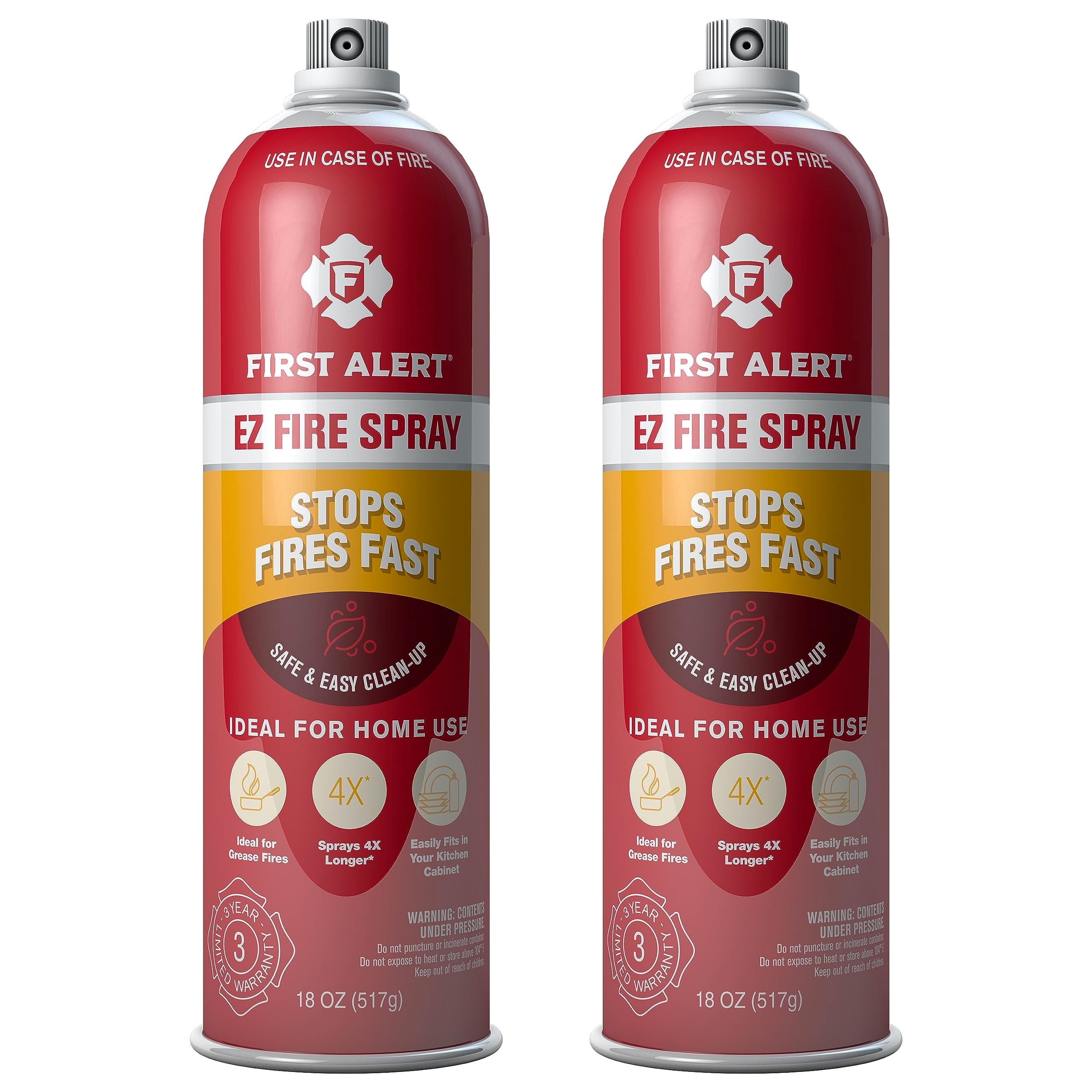 First Alert EZ Fire Spray, Extinguishing Aerosol Spray, Pack of 2, AF400-2, RED
