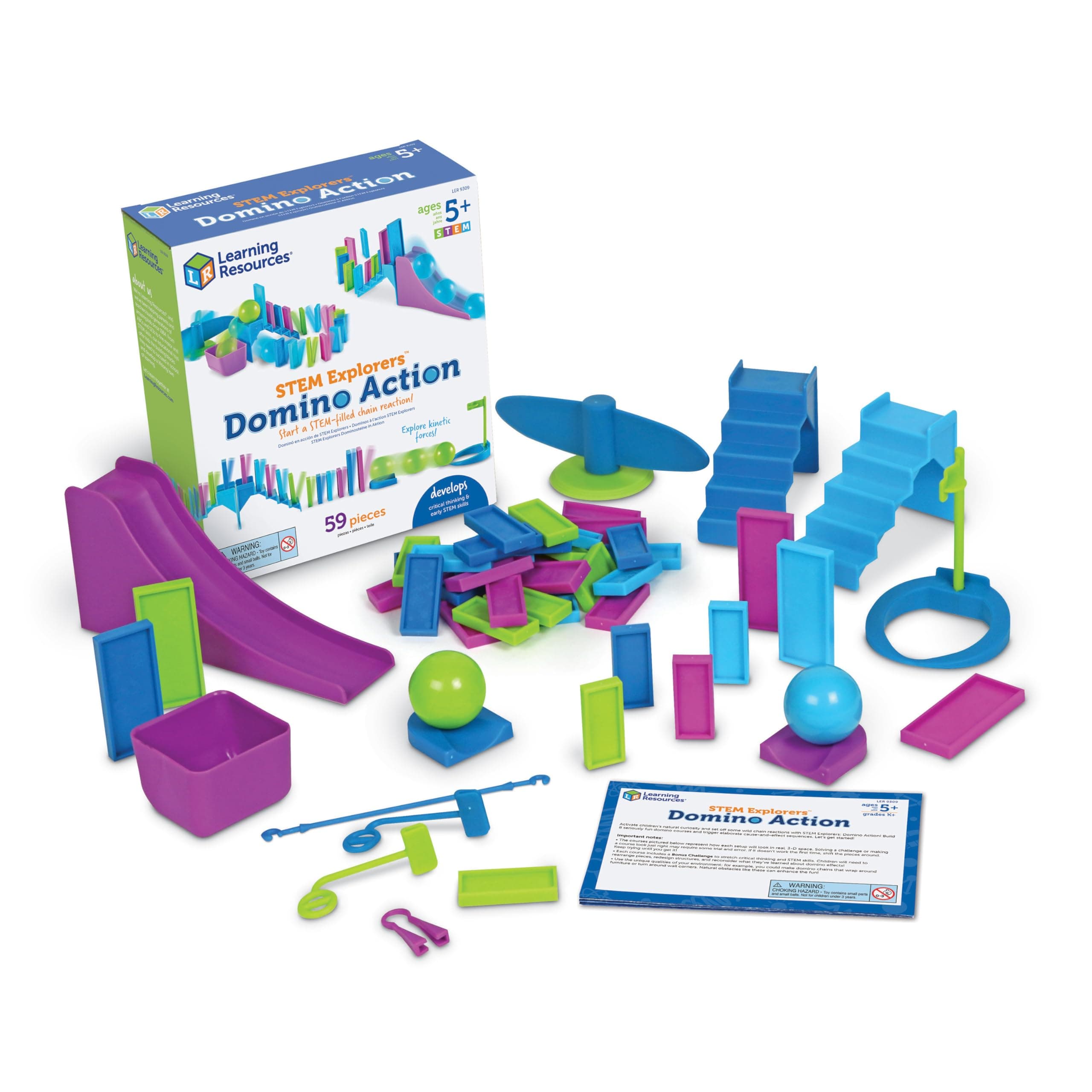 Learning Resources STEM Explorers Domino Action - 59 Pieces, Age 5+ STEM Toys for Kids, Domino for Kids