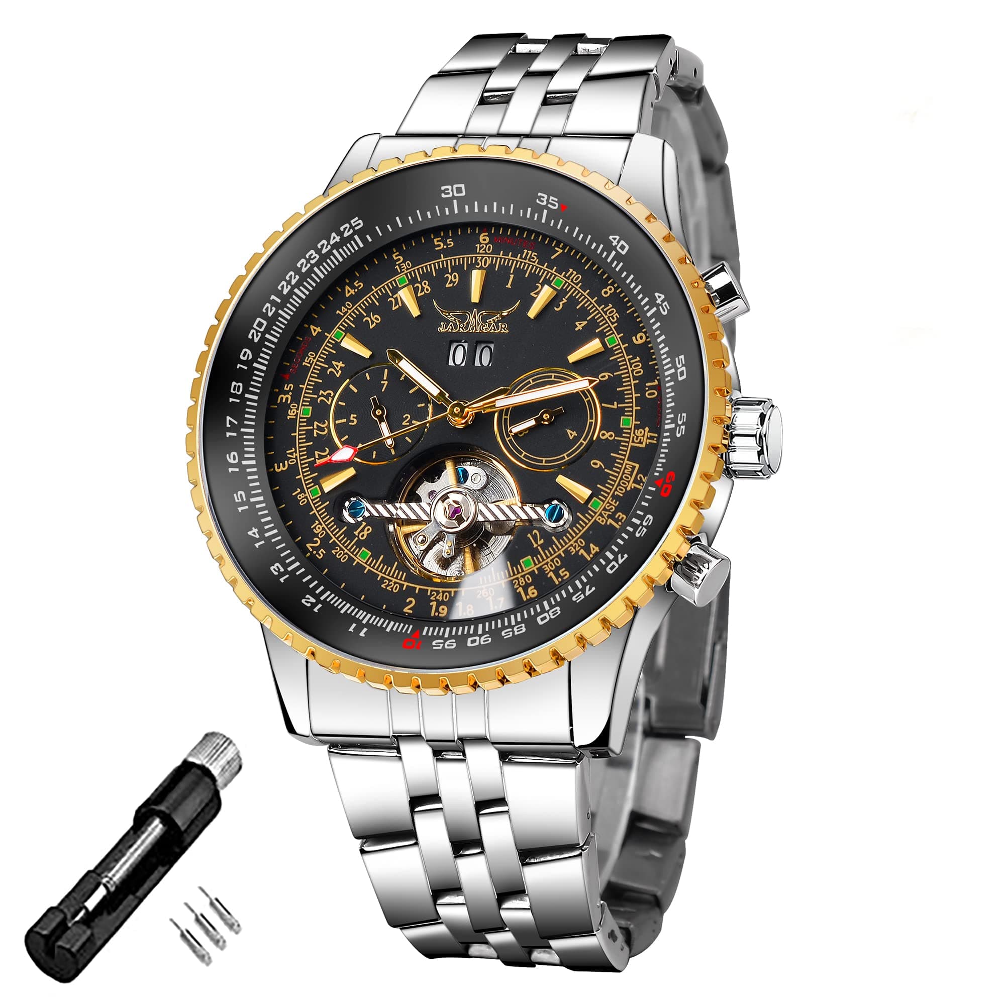 FORSINING Automatic Mechanical Watch with Self Winding Blue Dial Design Skeleton Tourbillon Fashion Men's Date Day Dress Watch Gift