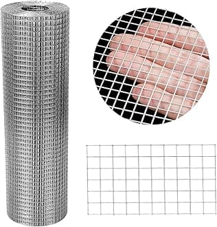 Hardware Cloth 12'' x 20' 1/4 in Galvanized Wire Mesh Roll (23 GA) Chicken Wire Fence Roll for Chicken Pen/coop Fences, Screen mesh, Rabbit/Snake Fences, Poultry enclosures, Handicraft Making, etc.