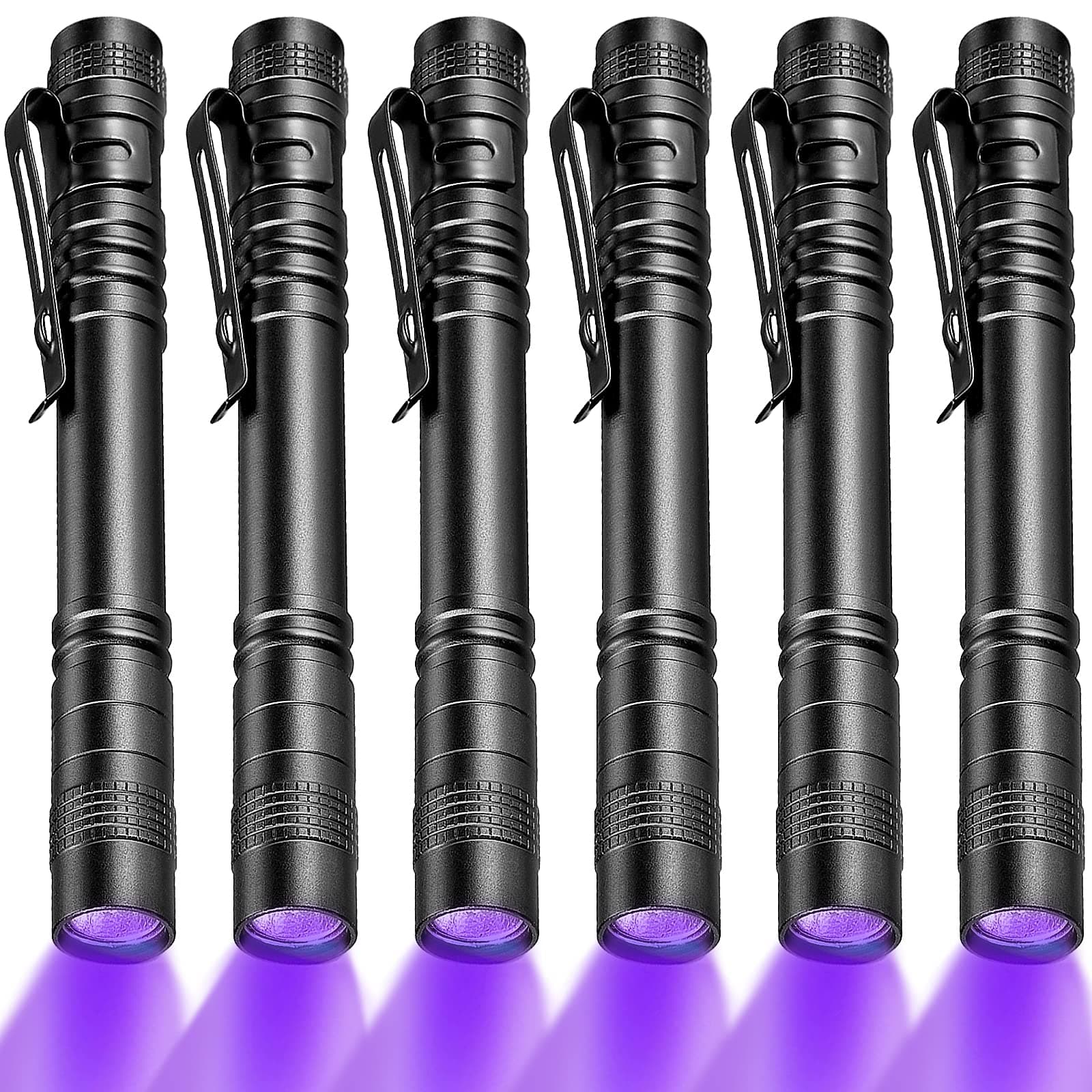 6 Pieces UV Black Light Flashlight Small Blacklight Flashlights Pen Lights for Leak, Pet Urine, Hotel Inspection, Dry Stain and Dye Detector, 5.2 Inches Long
