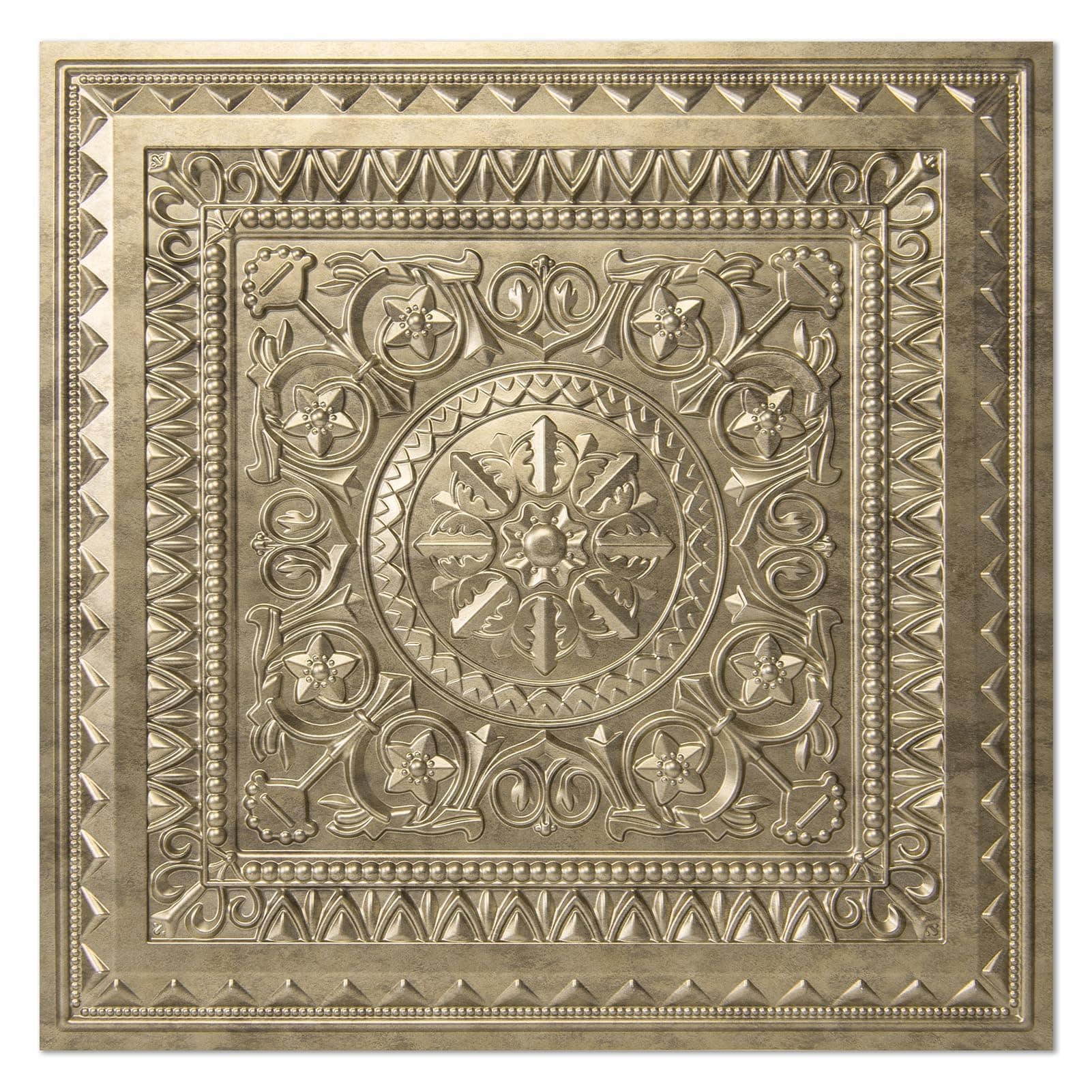 Art3d Drop Ceiling Tiles, Glue up Ceiling Tiles, 2'x2' Plastic Sheet in Antique Gold (12-Pack, 48 Sq.ft)