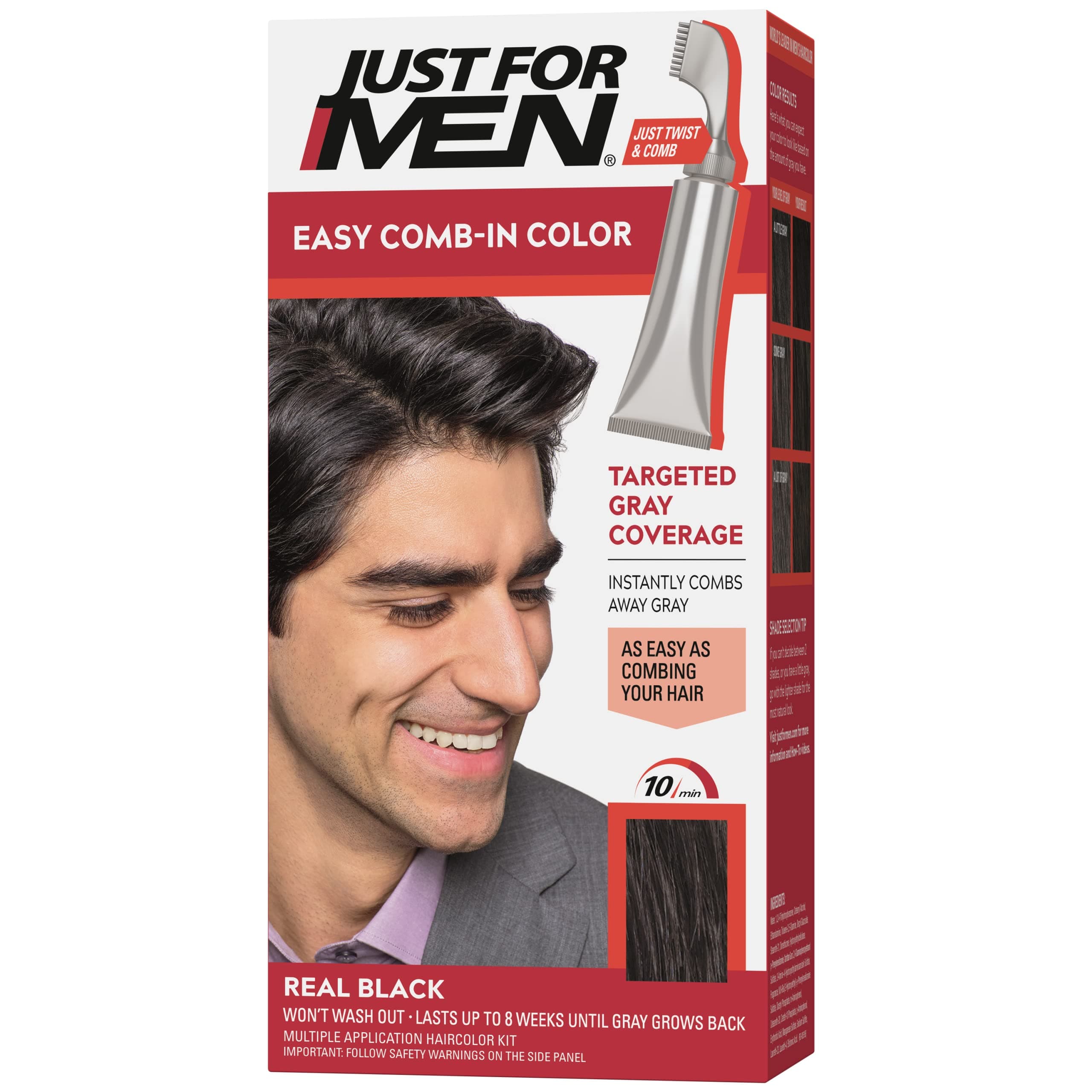 JUST FOR MEN Touch of Gray, Mens Hair Color Kit with Comb Applicator for Easy Application