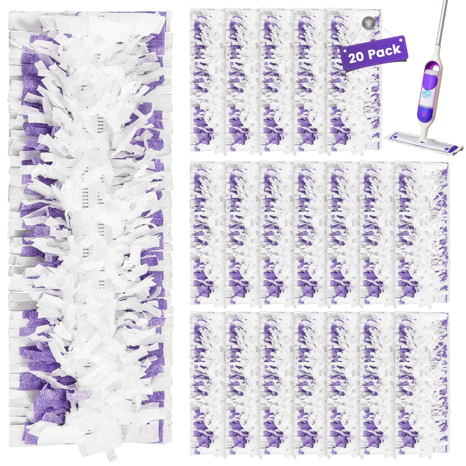 20 Pack Disposable Mopping Pads Compatible with Swiffer PowerMop Multi-Surface Mop Pad Refills and Swiffer PowerMop Wood Mop for Floor Cleaning, Powerful and Efficient Clean Pads Replacement