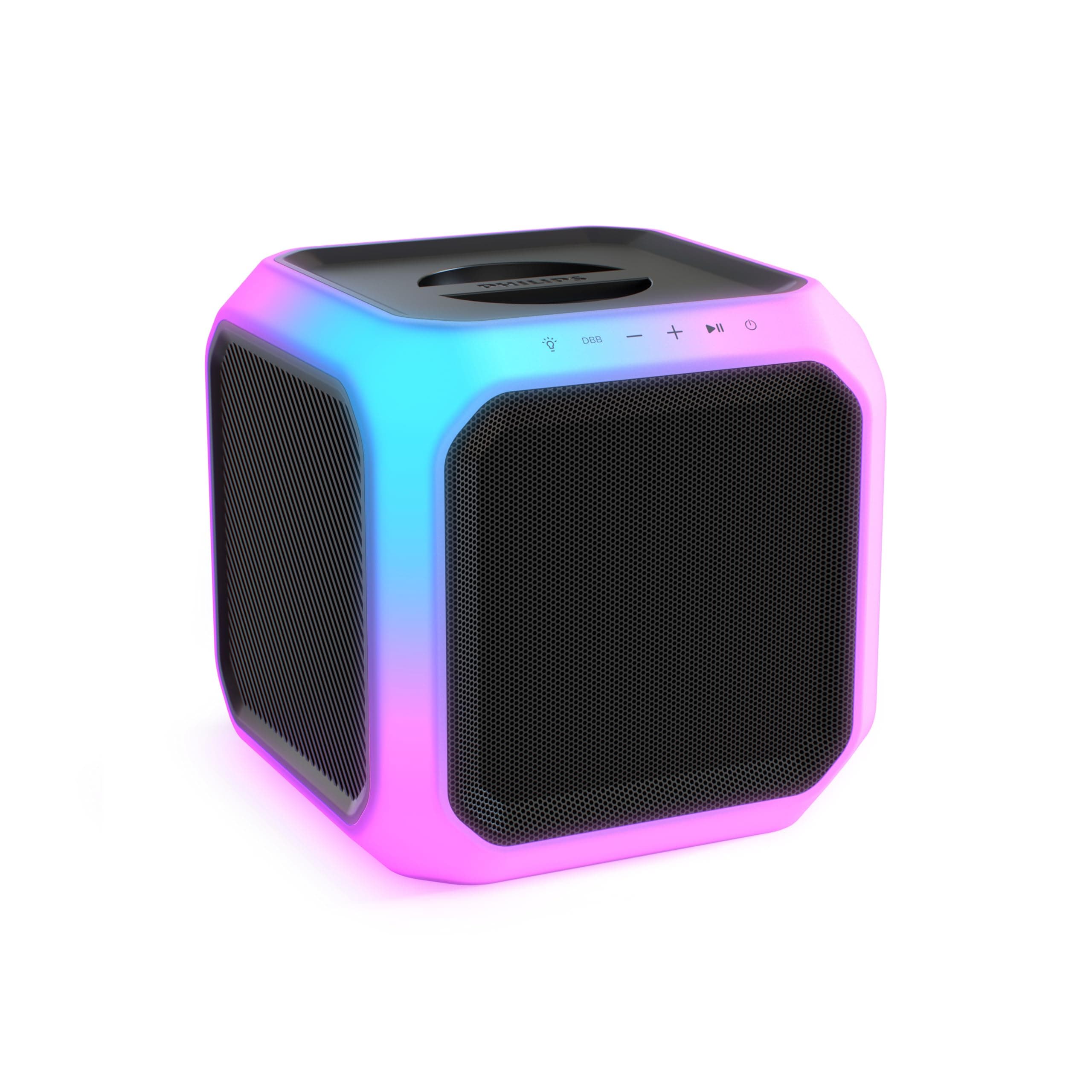 PHILIPS X7207 Bluetooth Party Speaker,160W Wireless Cube Speaker with Powerful Sound and Deep Bass, Supports USB/AUX/TWS, Mic Input and Vibrant 360° Party Lights for an Immersive Experience.