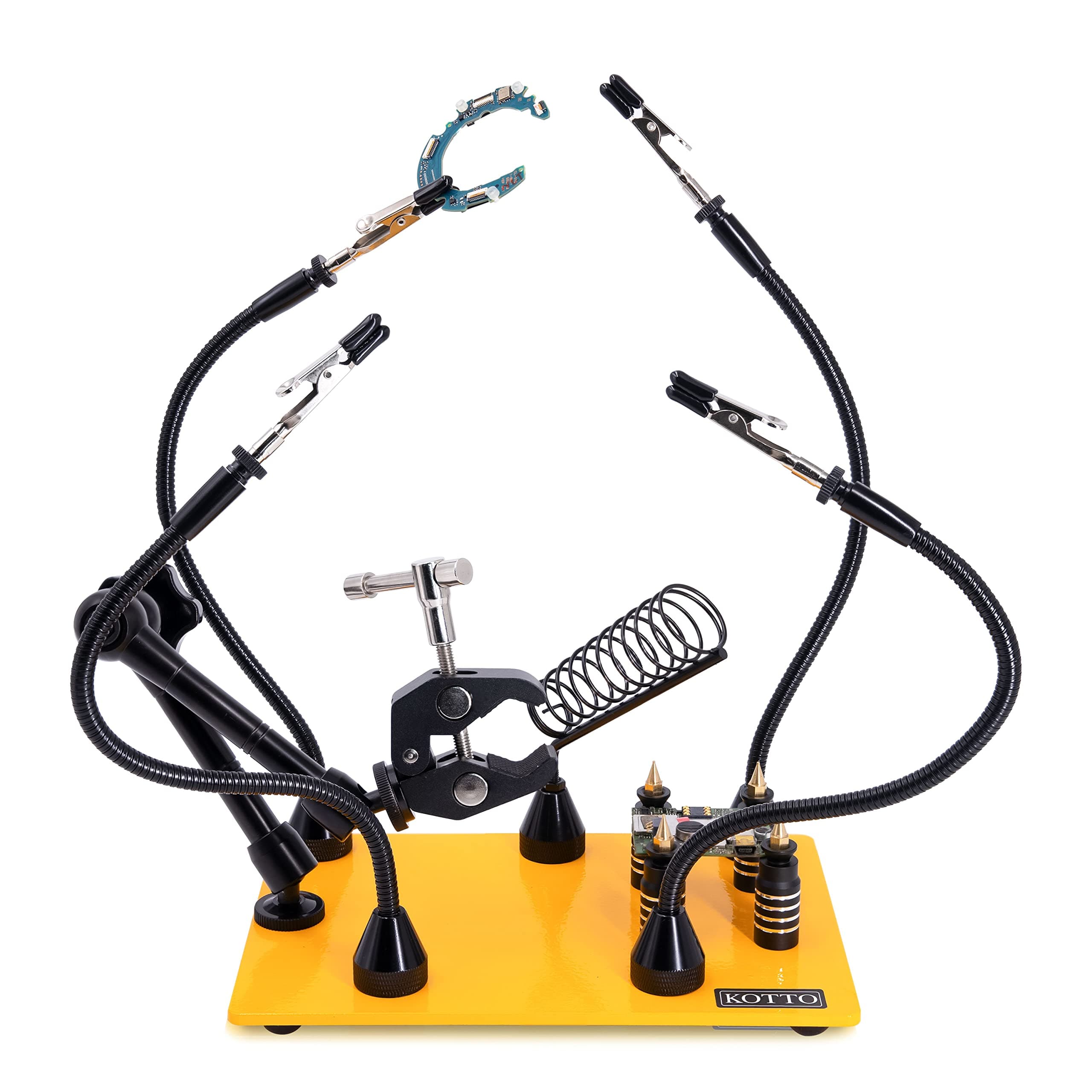 KOTTO Helping Hands Soldering, Third Hand Soldering Tools PCB Holder Four Arms Helping Hands Crafts Jewelry Hobby Workshop Helping Station Non-slip Steel Weighted Base