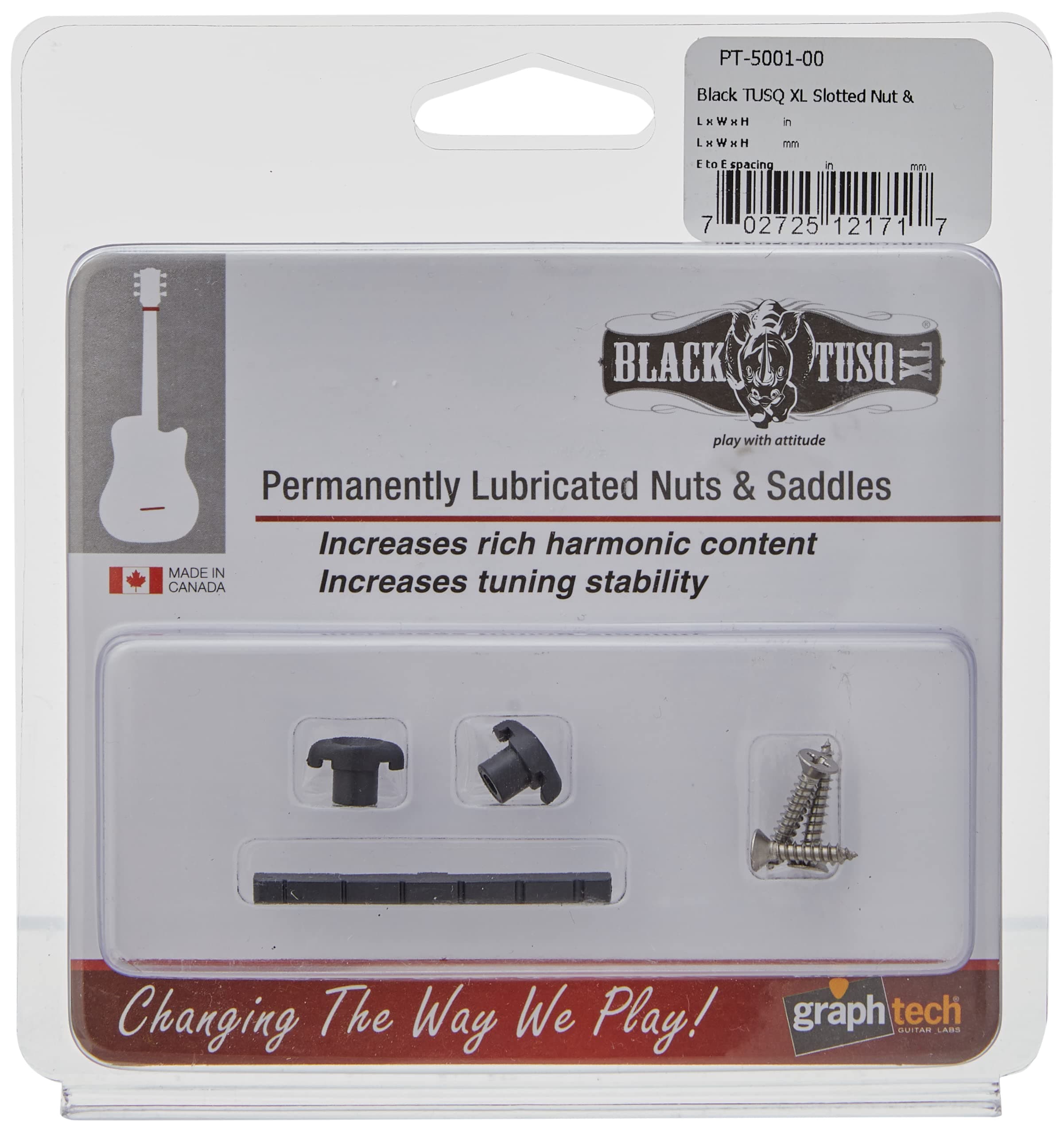 Black TUSQ XL by Graph Tech Slotted Nut & 2 Retainers Pak PT-5001-00