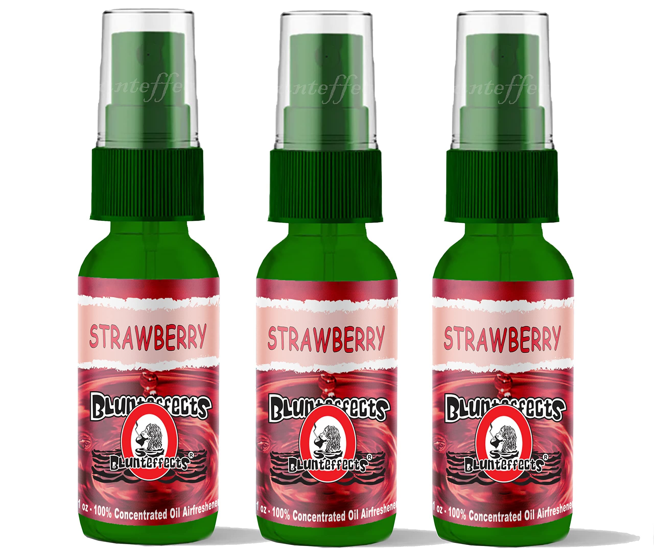 BlunteffectsBlunt Effects 100% concentrated Air Freshener Car/Home Oder Neutralizing Spray (3 Pack) [Choose The Scent] (Strawberry)