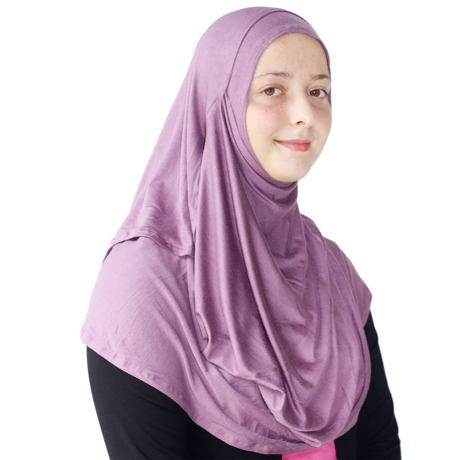 Womens Modest Plain Double Loop Instant Cotton Hijab Scarf Ready To Wear