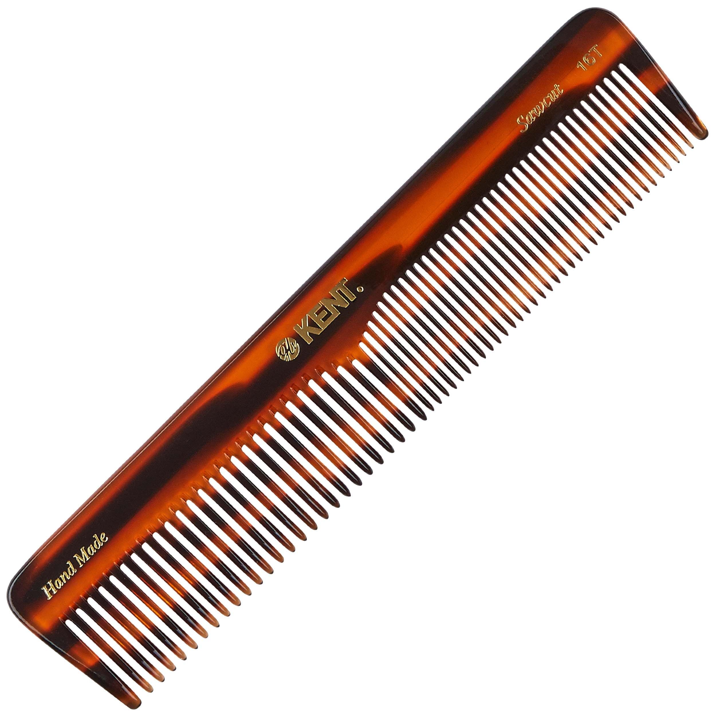 Kent 16T Handmade 185mm Dressing Table Comb - Rounded Teeth for Gentle Grooming | Anti-Static Comb for Wet or Dry Hair | Ideal for Medium to Thick, Fine or Textured Hair