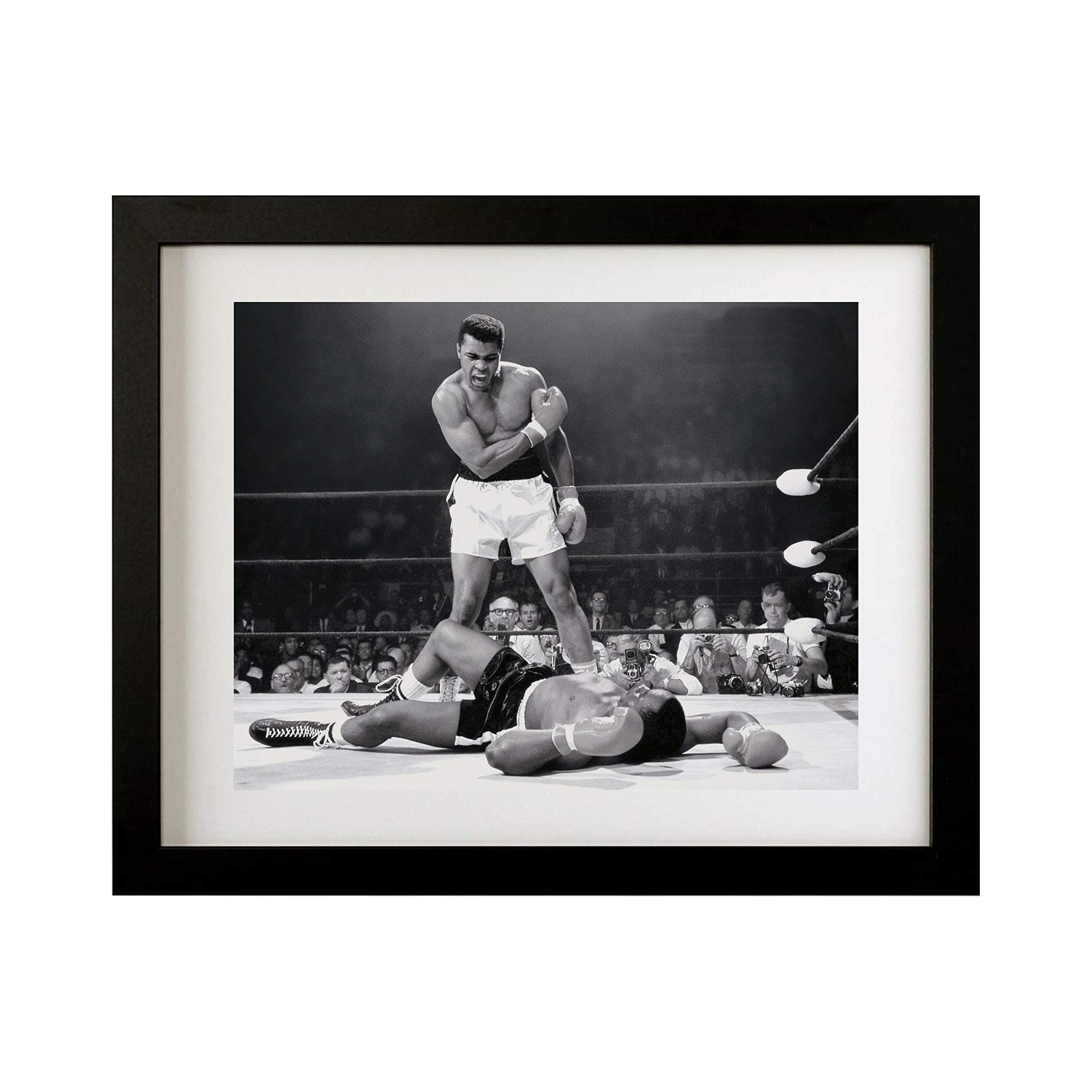 framed art Muhammad Ali Framed Wall Art Decor Poster | Muhammad Ali vs. Sonny Liston Boxing Gym Art Print | Knock Out Poster for Living Room Bedroom | 20 x 16 x 20 inches