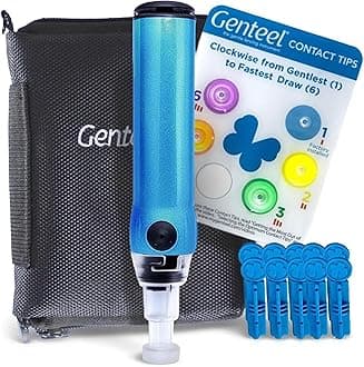 Genteel Plus - No Prick Pain Vacuum Lancing Device for Diabetes Testing - Blood Sugar, Glucose, Ketone, and DNA Home Tests (Butterfly Blue)