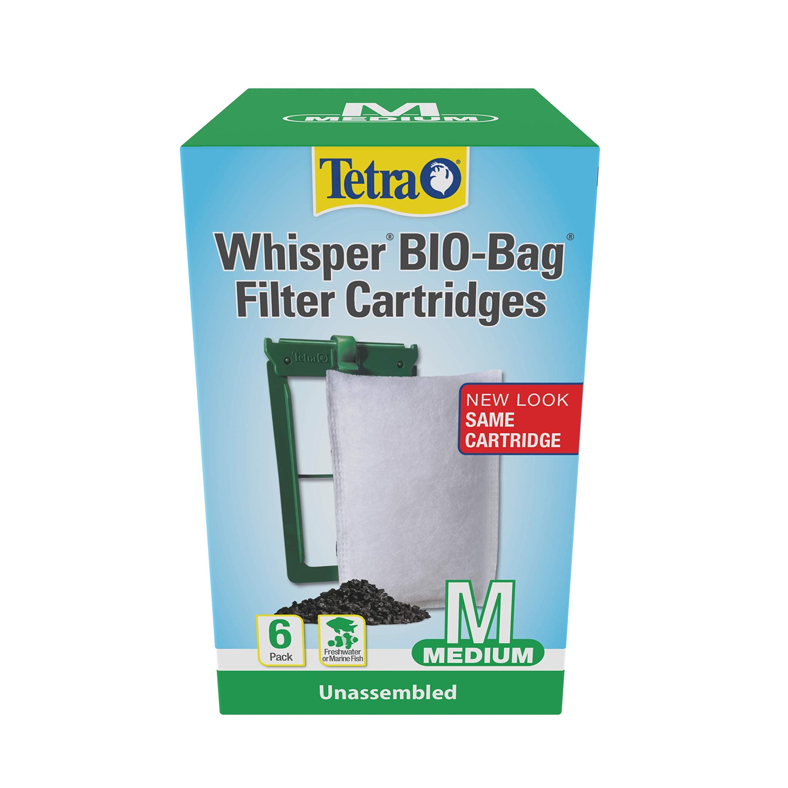Whisper Bio-Bag Medium Filter Cartridges for Aquariums, 6 Count, Unassembled, Fits Tetra Whisper Fish Tank Filters 5-10 Gal, PF-10, IQ 10