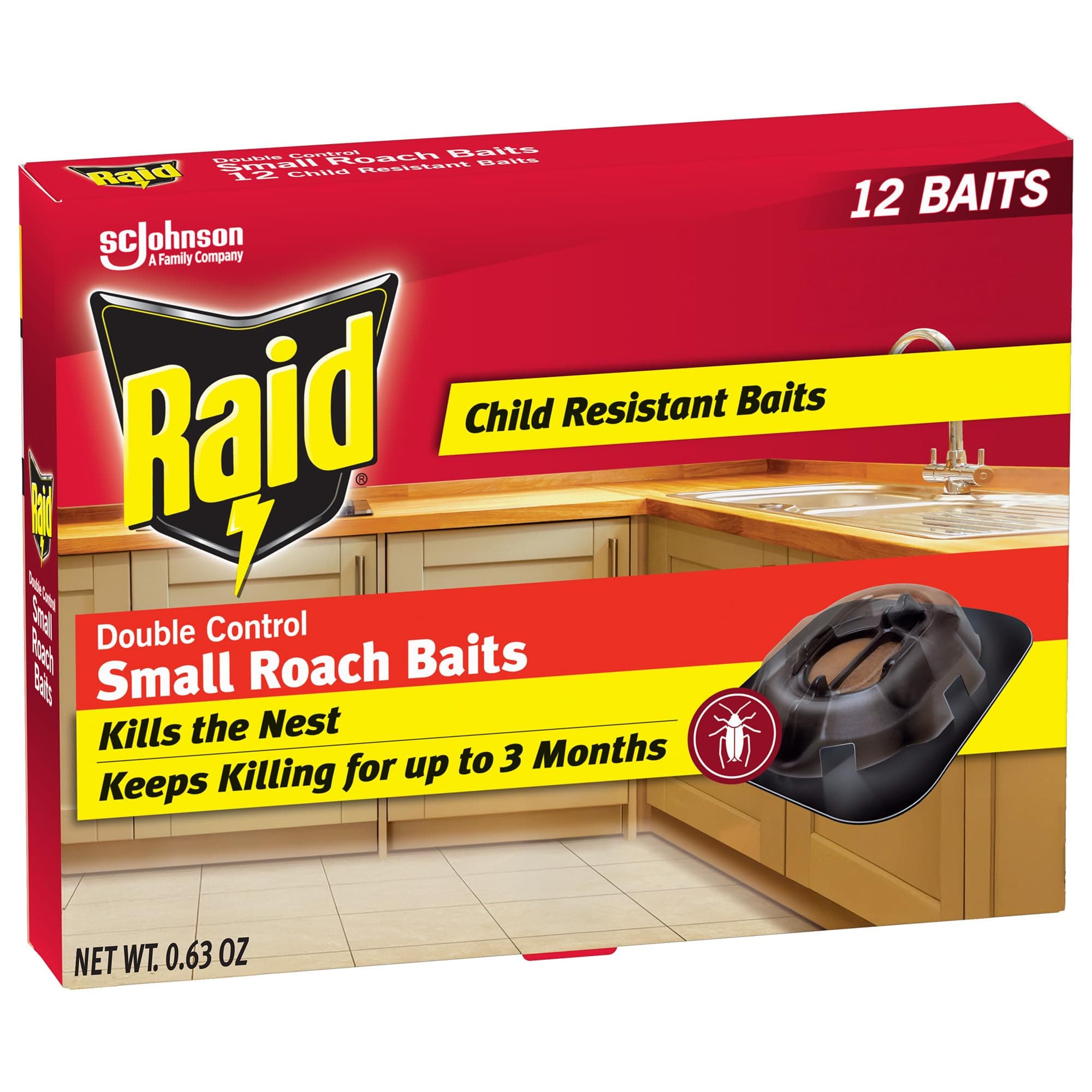 Raid Double Control Small Roach Baits, Child Resistant, For Indoor Use, Kills...