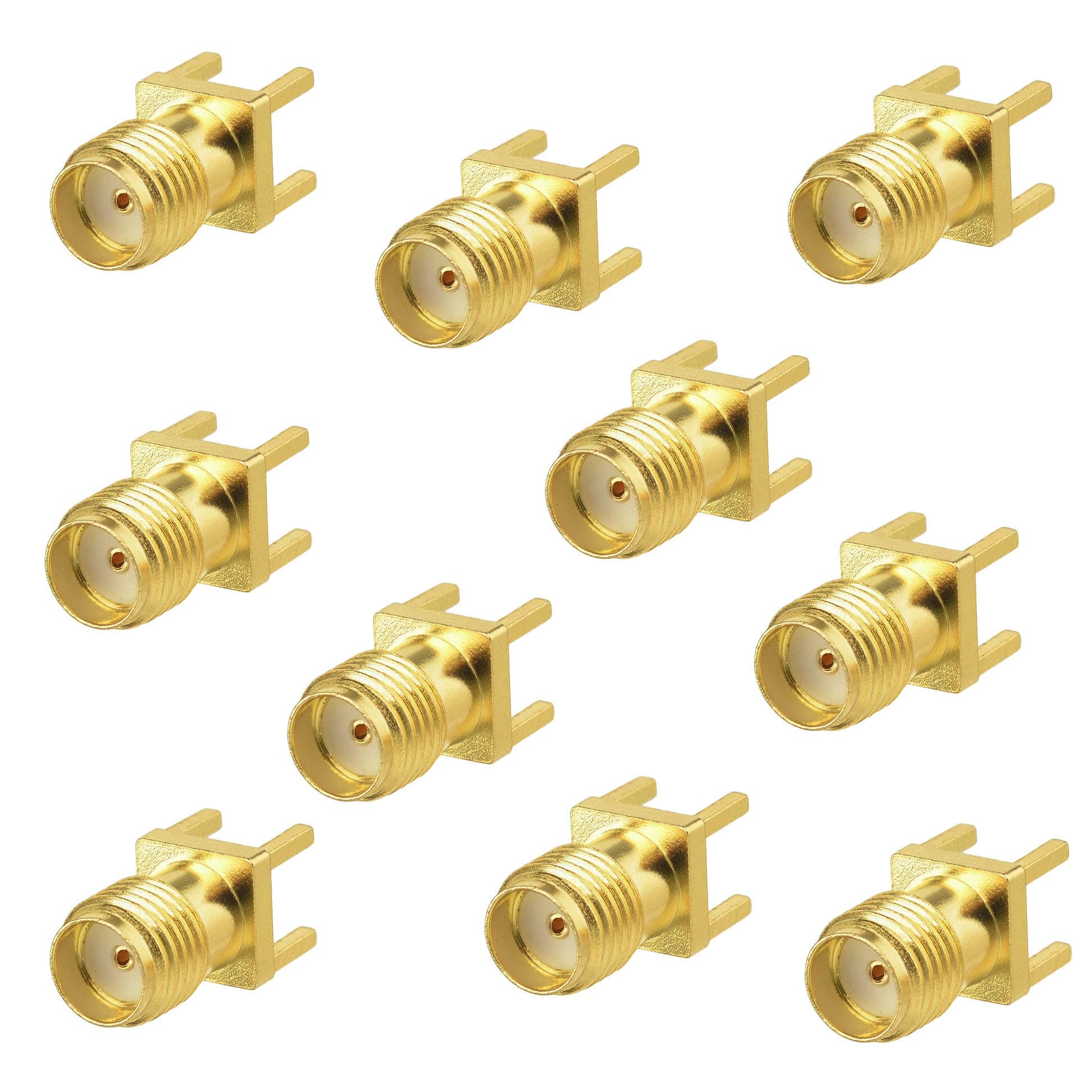10pcs SMA Female PCB Panel Edge Mount Connector Straight Solder RF Coaxial Adapter Vertical Thru Hole Goldplated