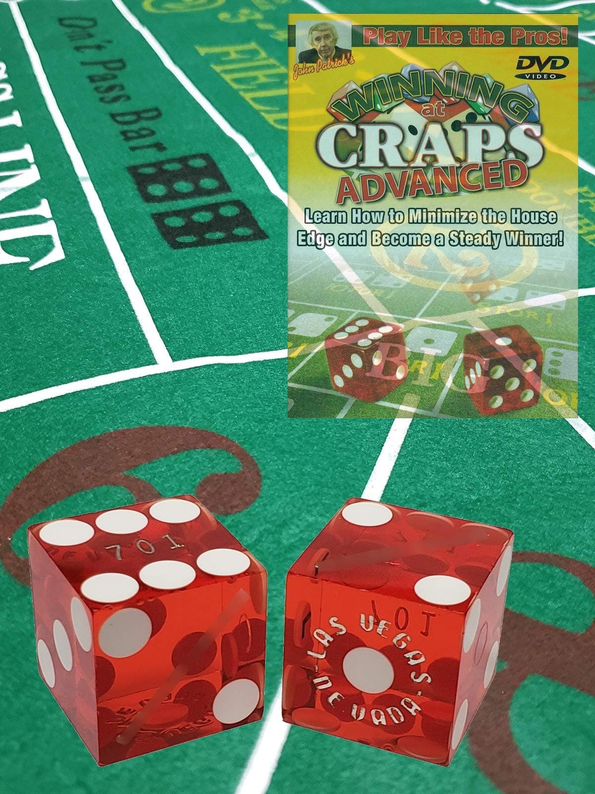 Cyber-Deals Play Like A Pro Craps Pack - Includes 2-Sided Craps & Poker Layout, Authentic Nevada Casino Table-Played Dice, Advanced Instructional Tutorial DVD
