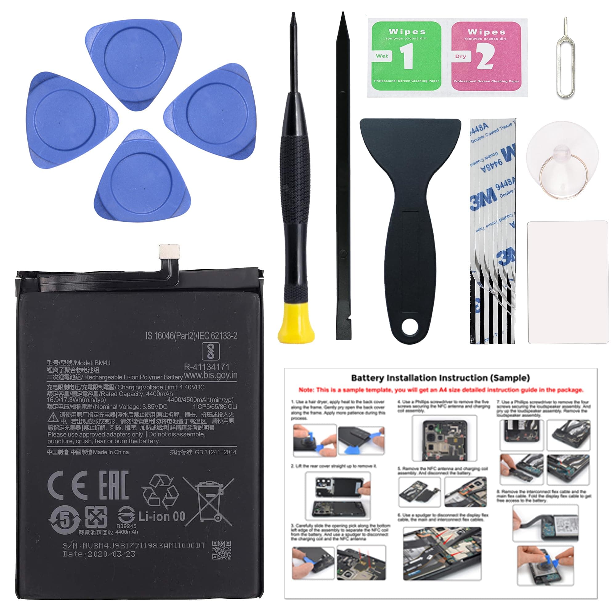 New Upgraded Battery for Redmi Note 8 Pro, BM4J Replacement Battery Compatible with Redmi Note 8 Pro, with Repair Tools & Instruction