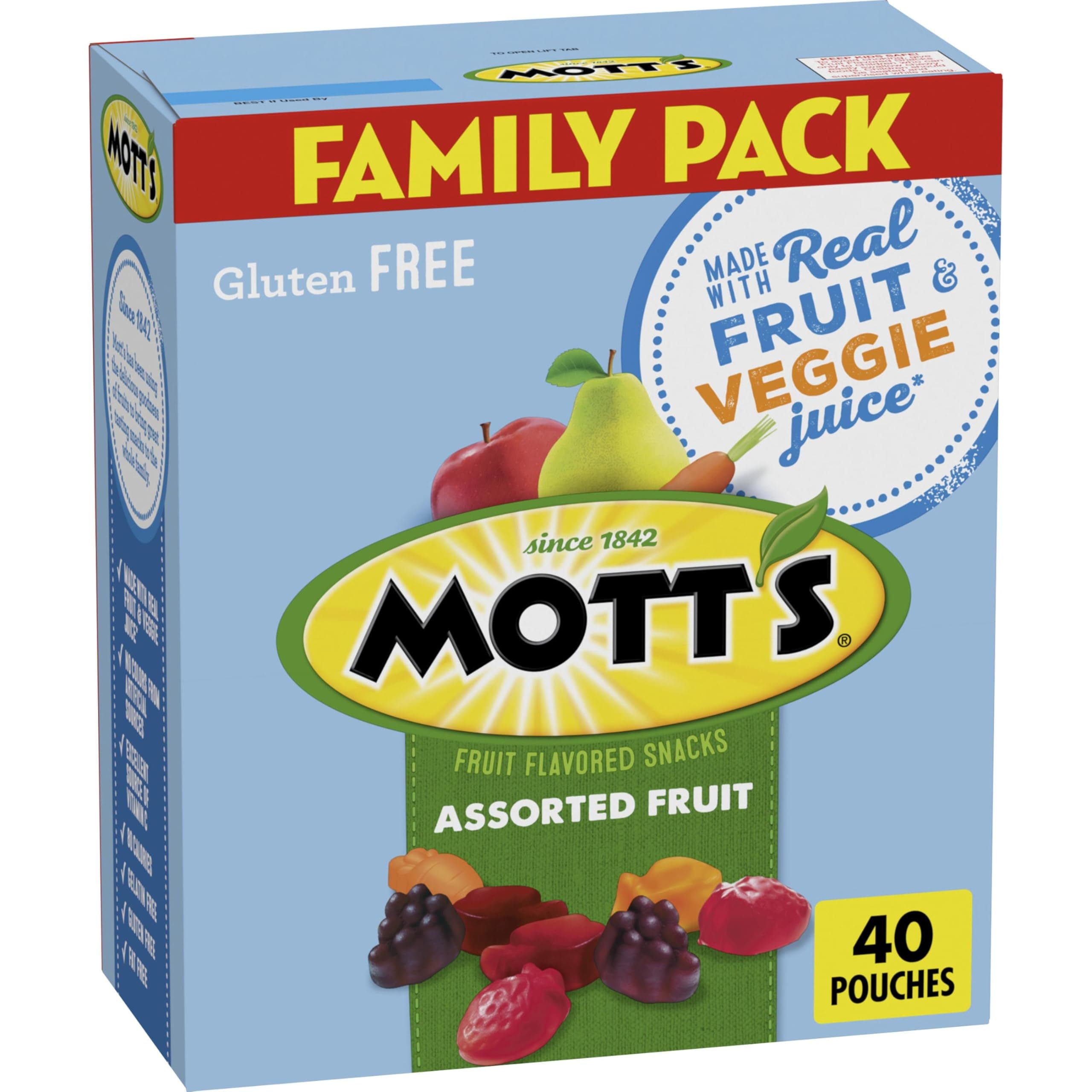 Fruit Flavored Snacks, Assorted Fruit, Pouches, 0.8 oz, 40 ct