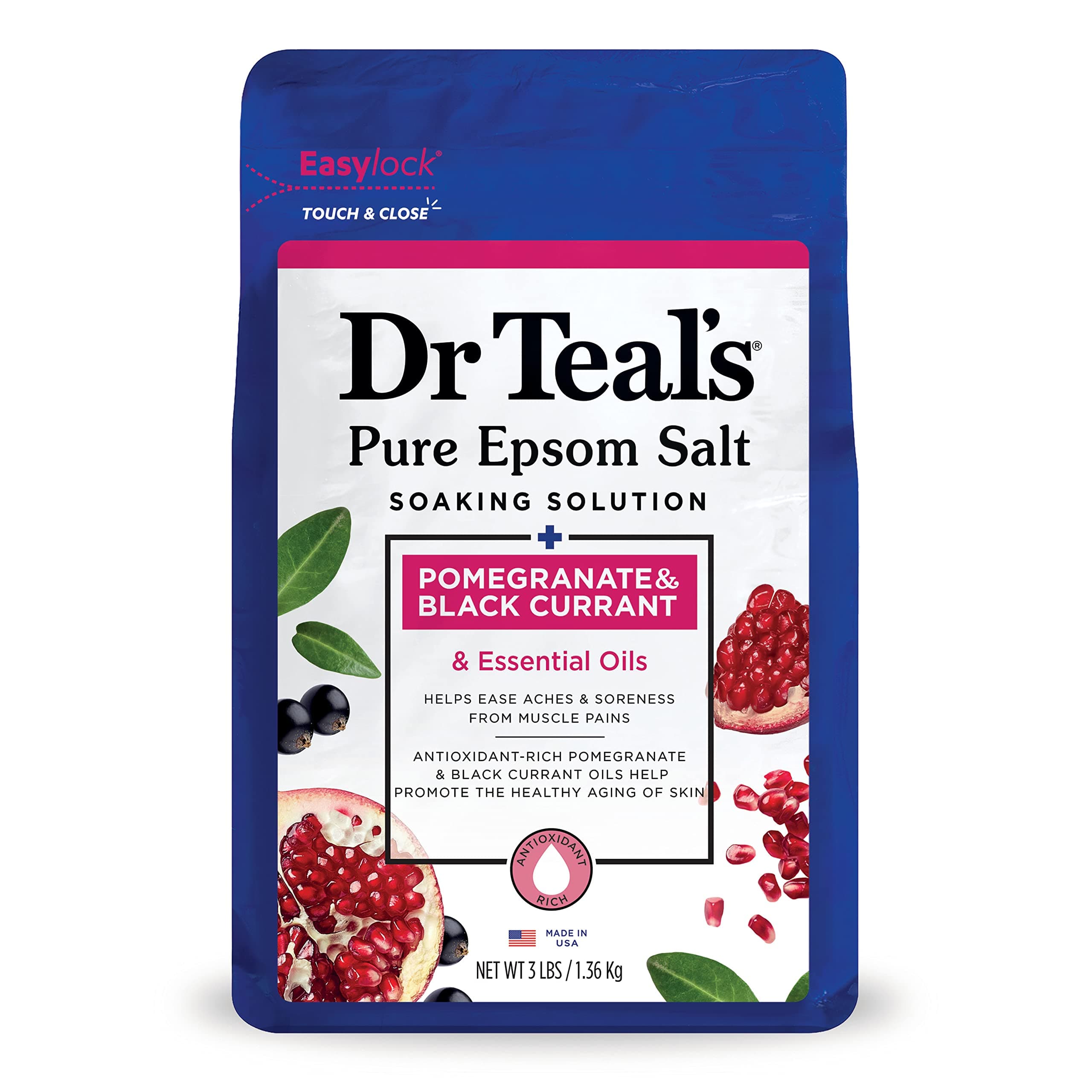 Dr Teal's Epsom Salt Soaking Solution Pomegranate & Black Currant 1.36Kg