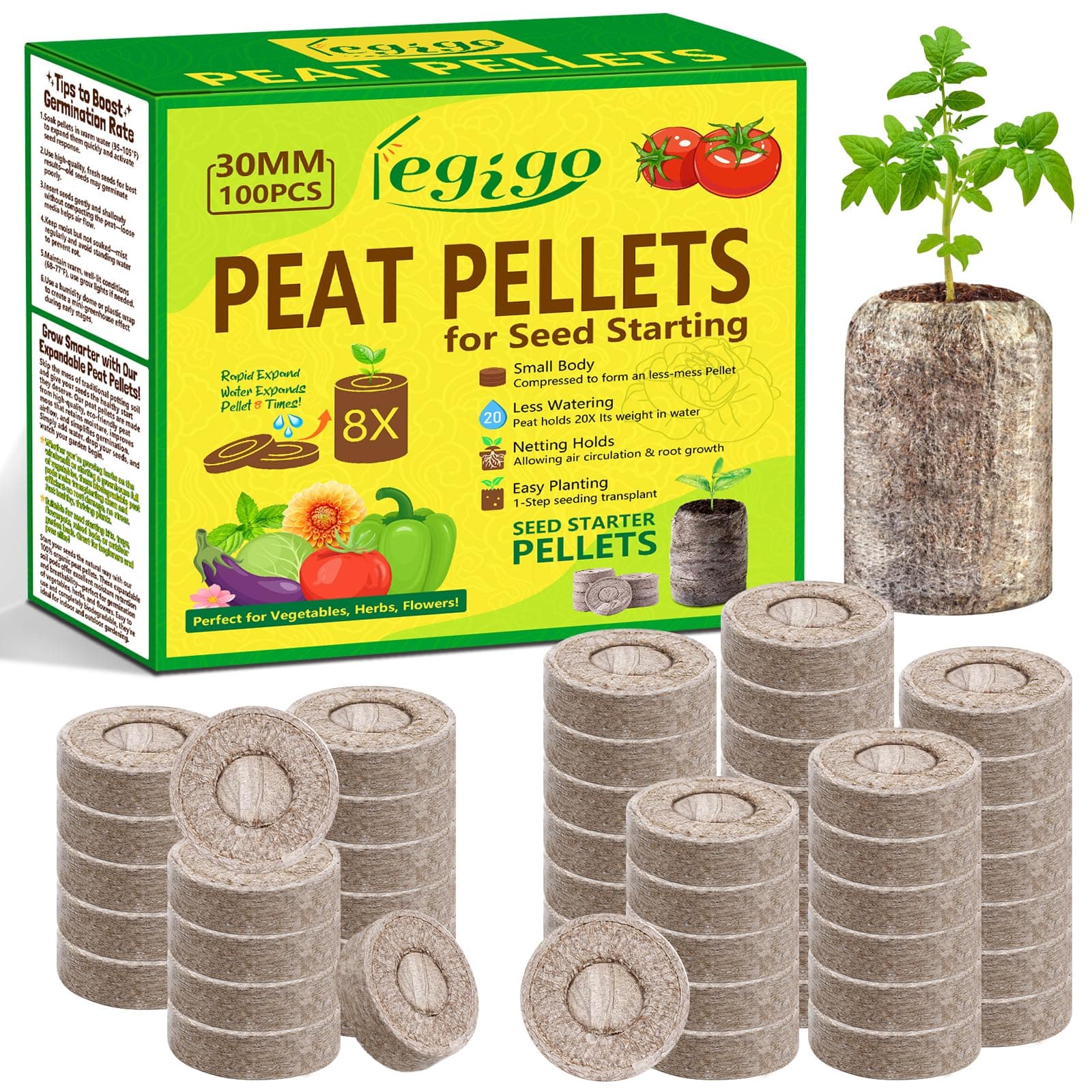 Legigo 100 Pcs 30mm Peat Pellets Soil