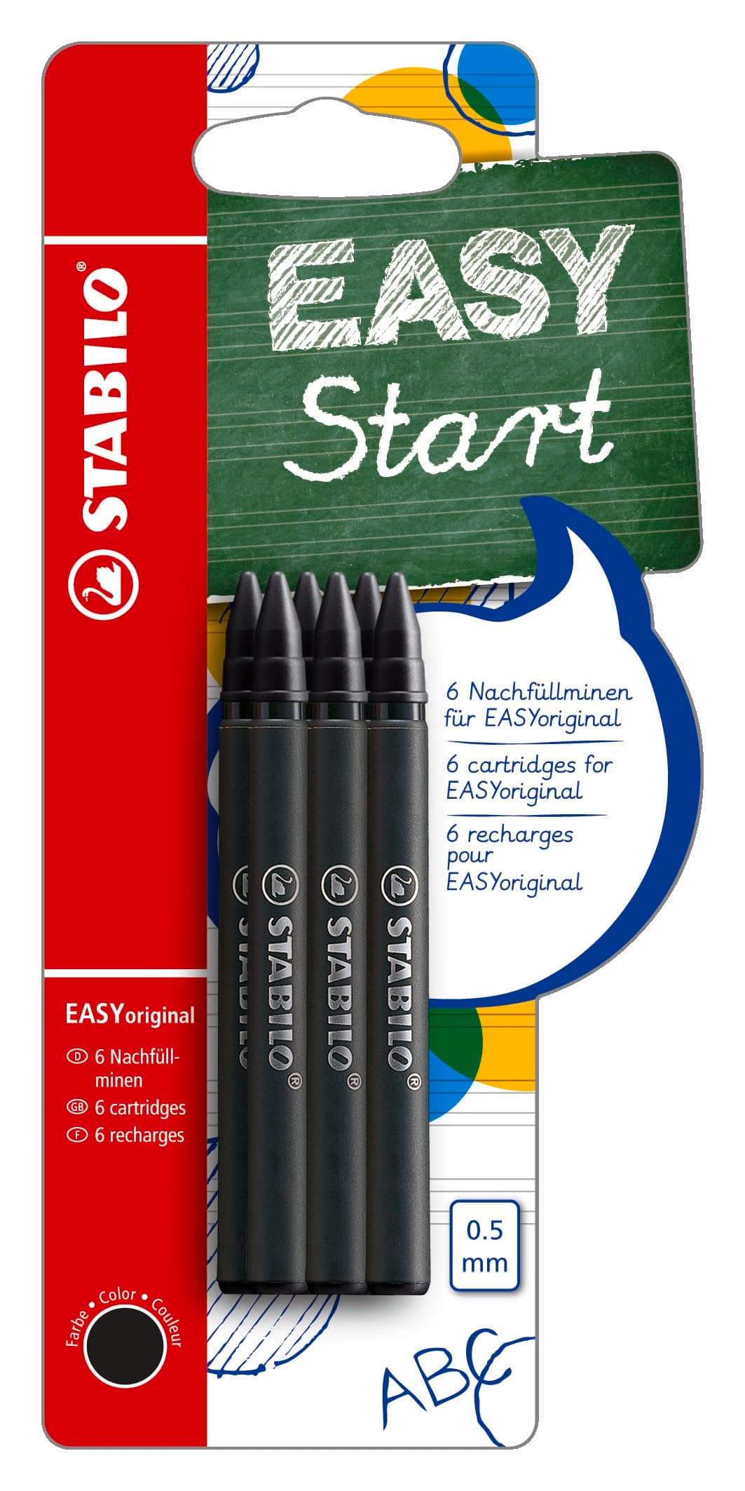 STABILO "Easy " 0.5 mm Black Ink Refill