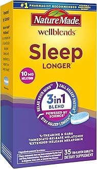 Wellblends Sleep Longer, Melatonin 10mg, L theanine 100 mg, and GABA 100mg, Sleep Supplement, 35 Tri-Layer Tablets