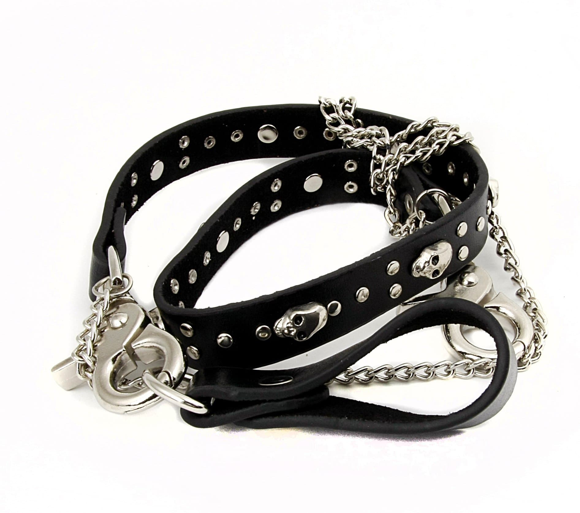 22.5 In. Leather Wallet Chain Belt Design W/ Studs & Skulls - WLC-1002