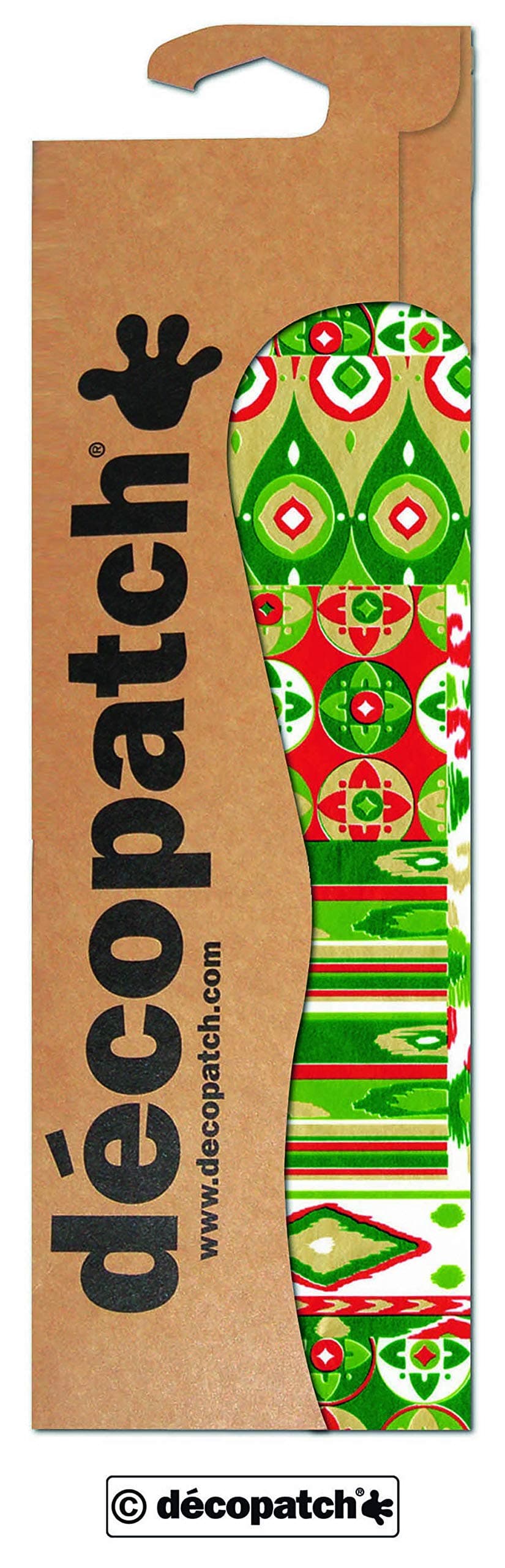Decopatch Papers Fancy Pattern Print Green/ Red/ White by Decopatch